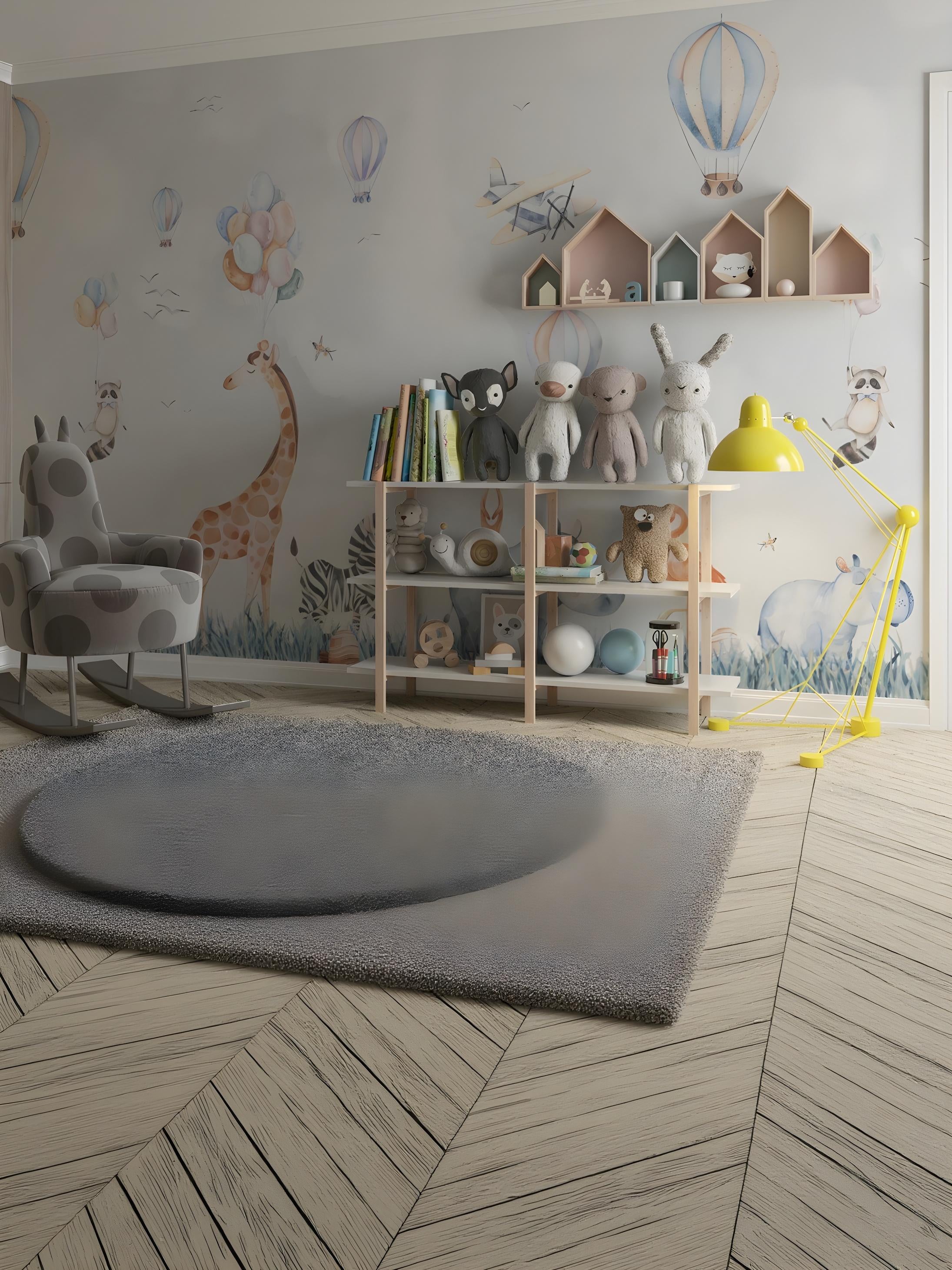 Mural Infantil Balões e Animais Aventura
