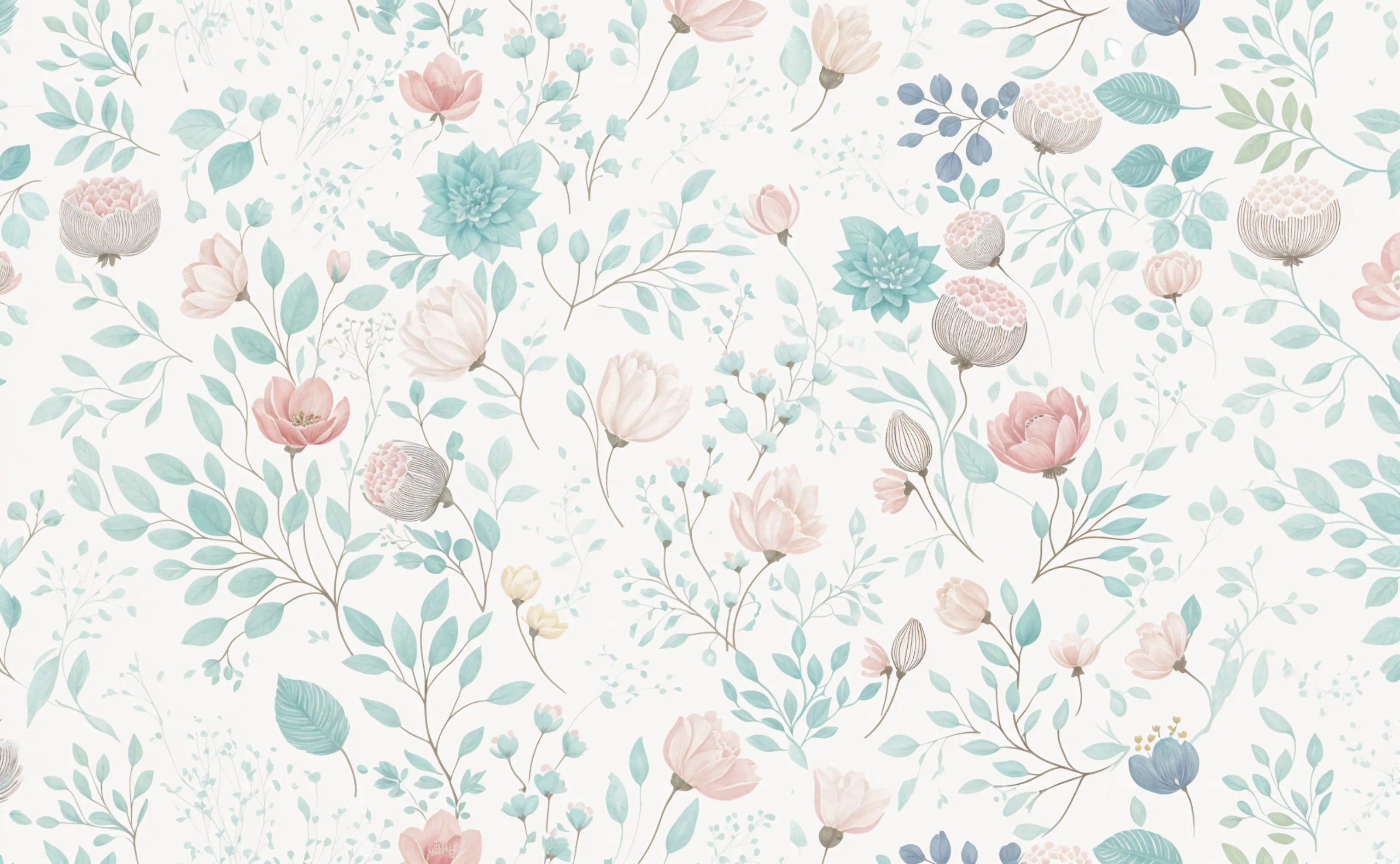 Papel de Parede Floral Aquarela com Flores Grandes – Toque Artístico e Sofisticado