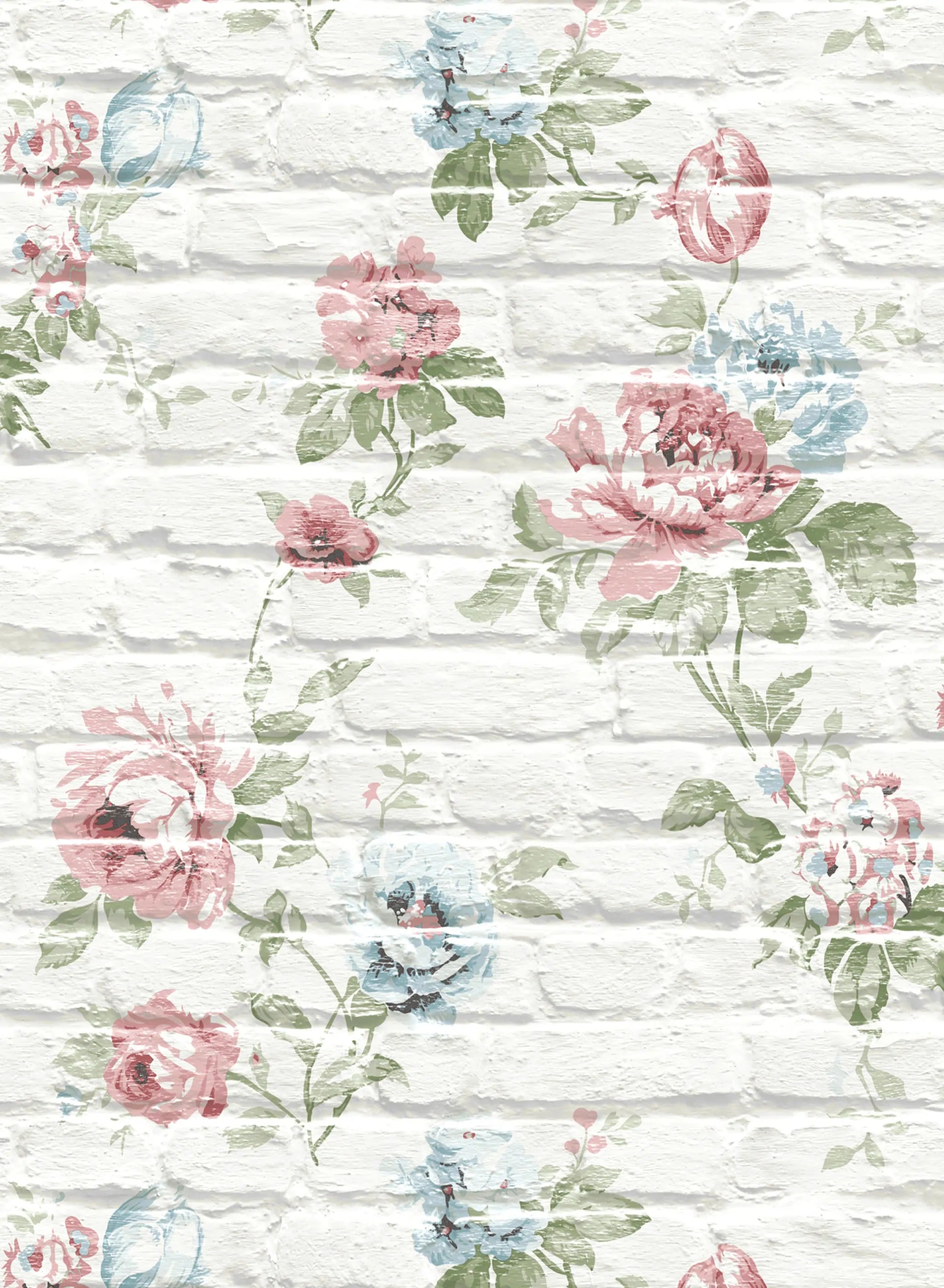 Papel de Parede Tijolinho Branco Floral Elegância e Textura para seu Ambiente