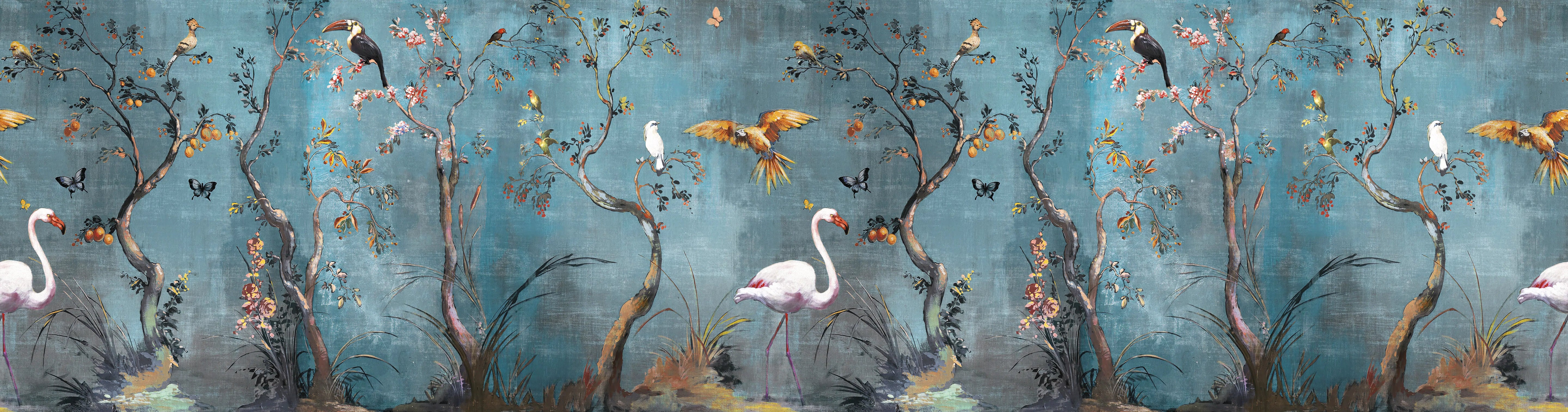 Papel de Parede Natureza Árvores Pássaros