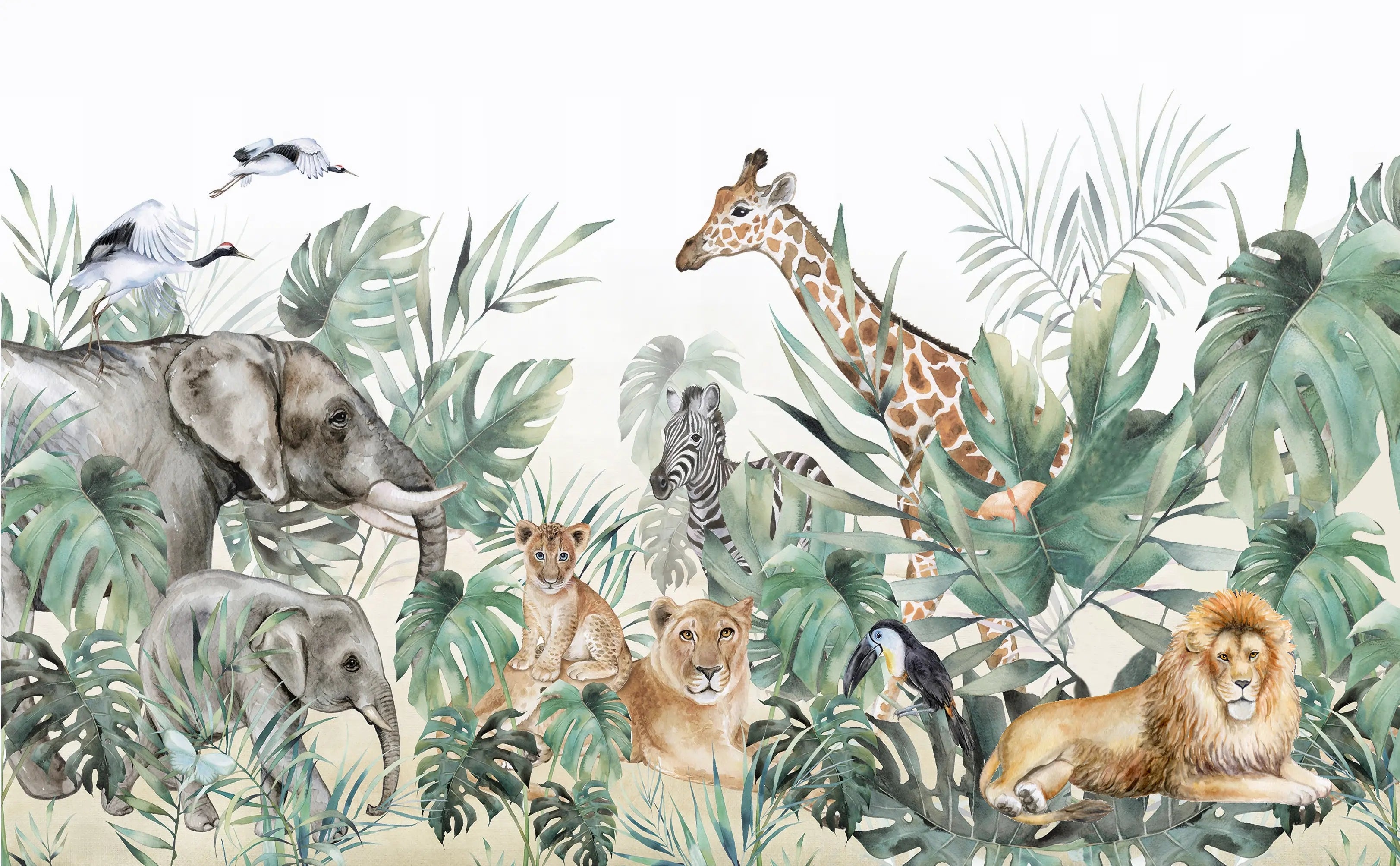Papel de Parede Infantil Safari Aquarelado