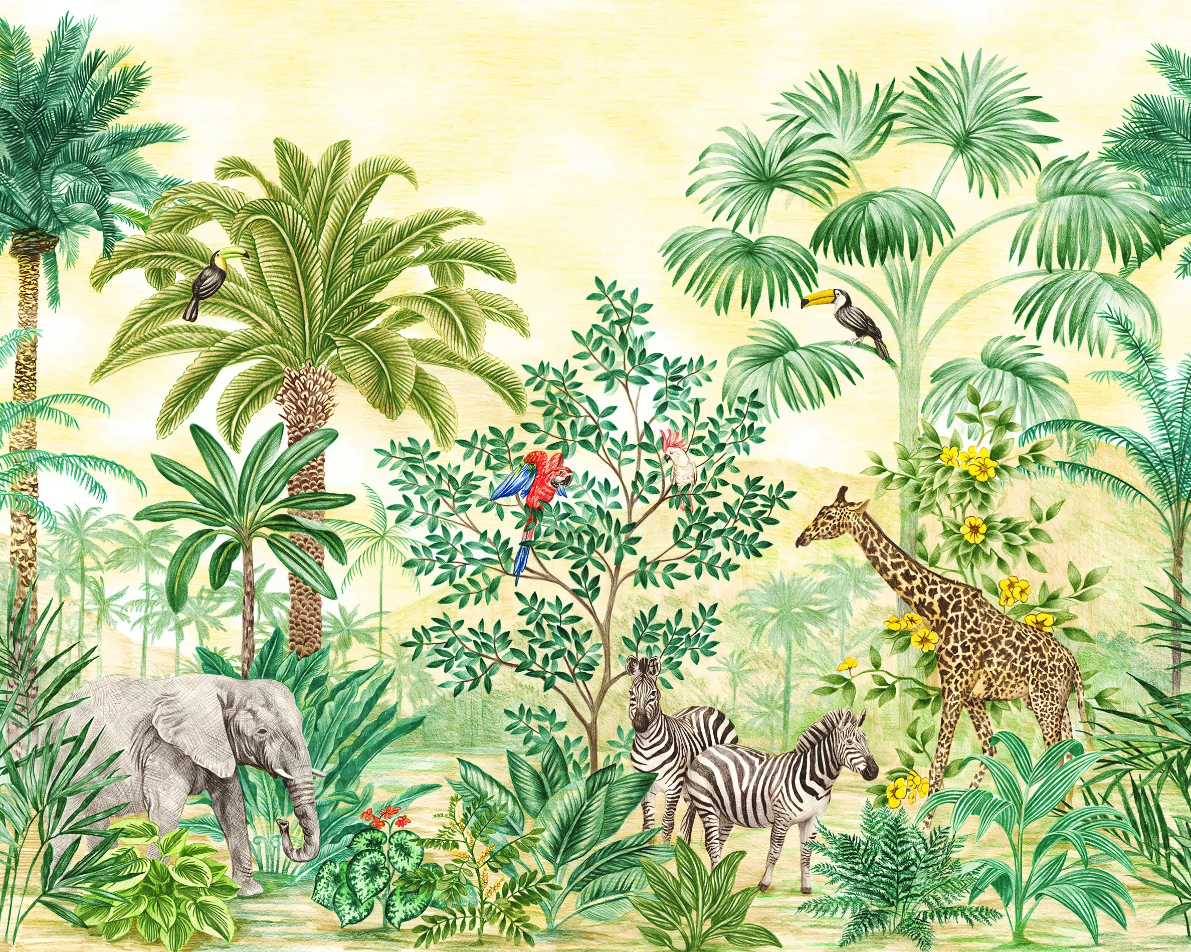 Papel de Parede Floresta Ilustrada Suave