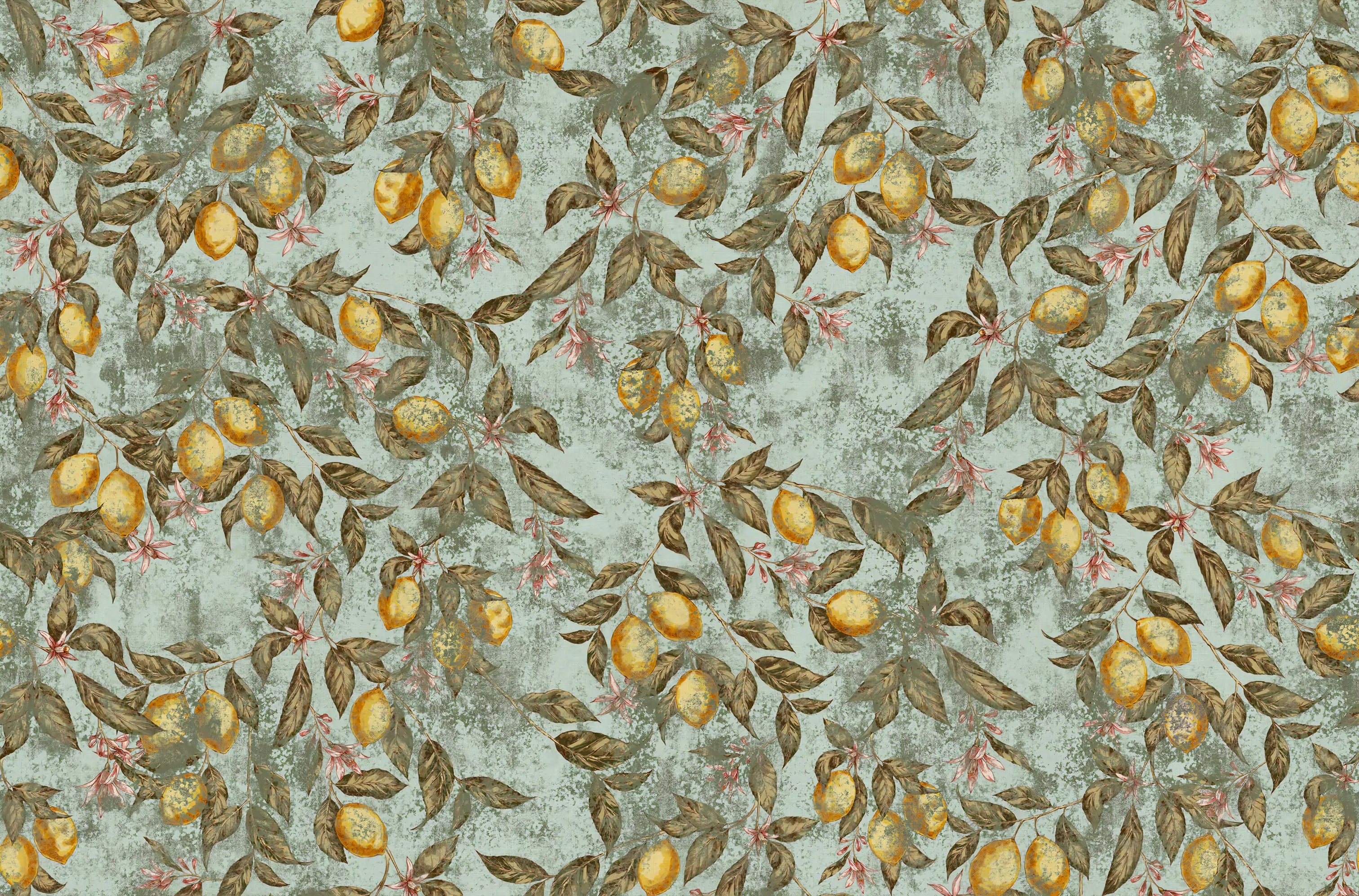 Papel de Parede Limão Siciliano Estilo Botânico com Toque Vintage