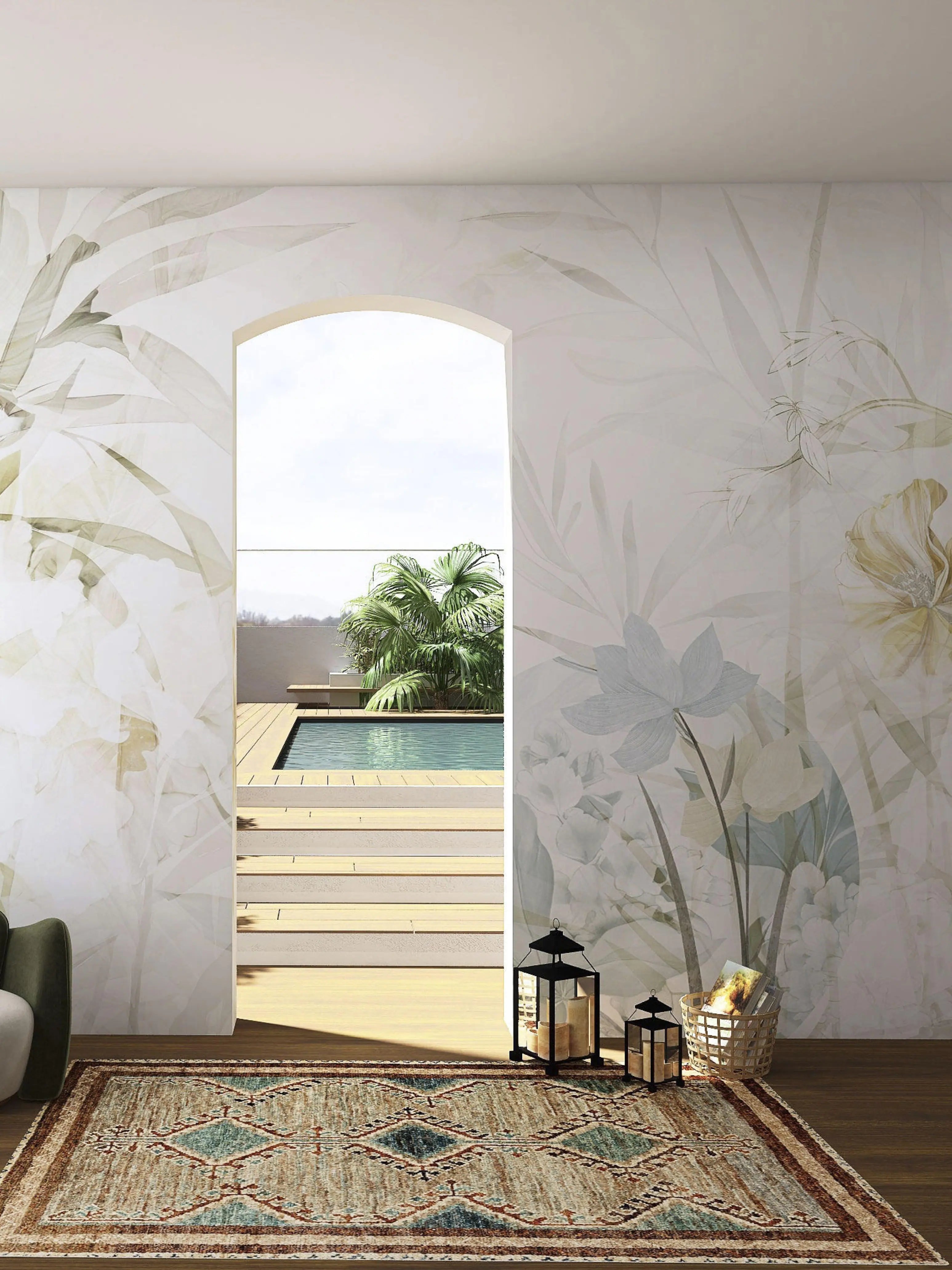 Papel de Parede Floral Tons Suave – Elegância e Sofisticação para Seu Ambiente