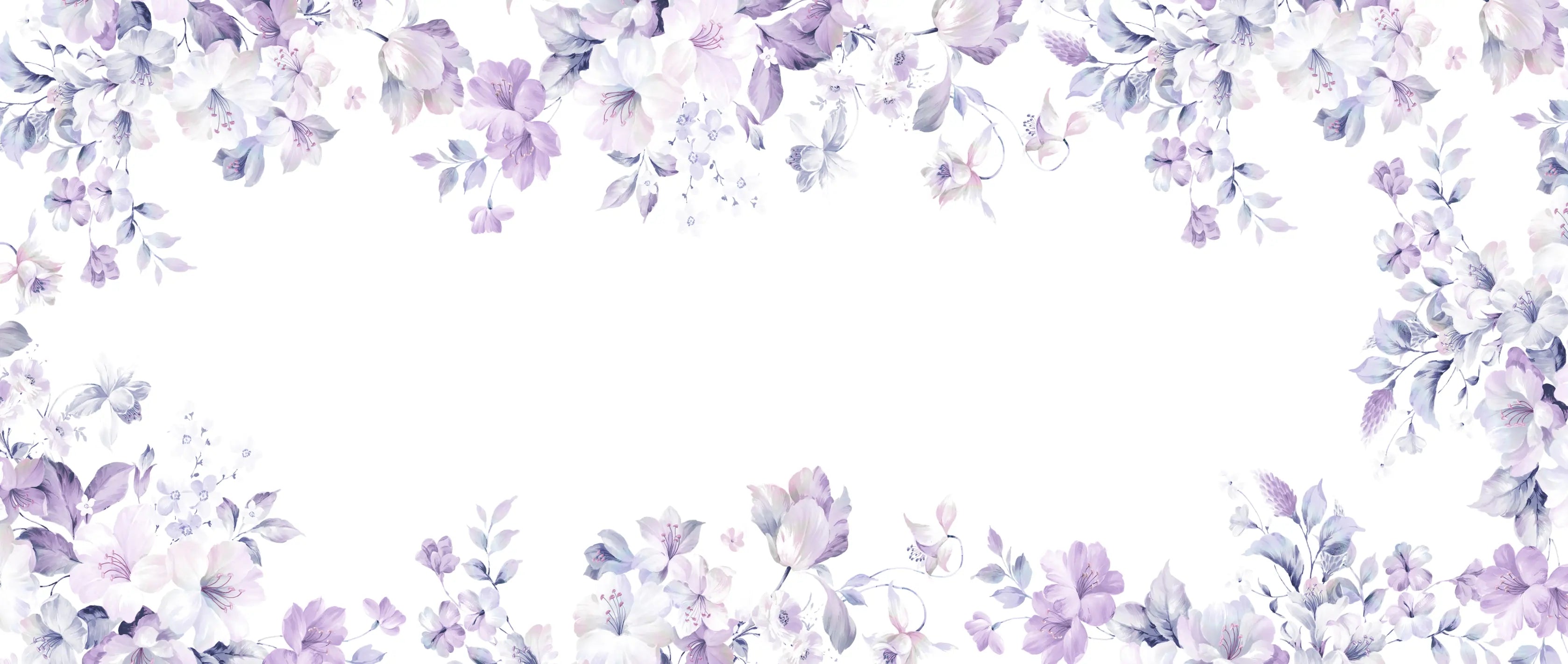 Papel de Parede Floral Lilás Delicado Toque Romântico em Tons Suaves