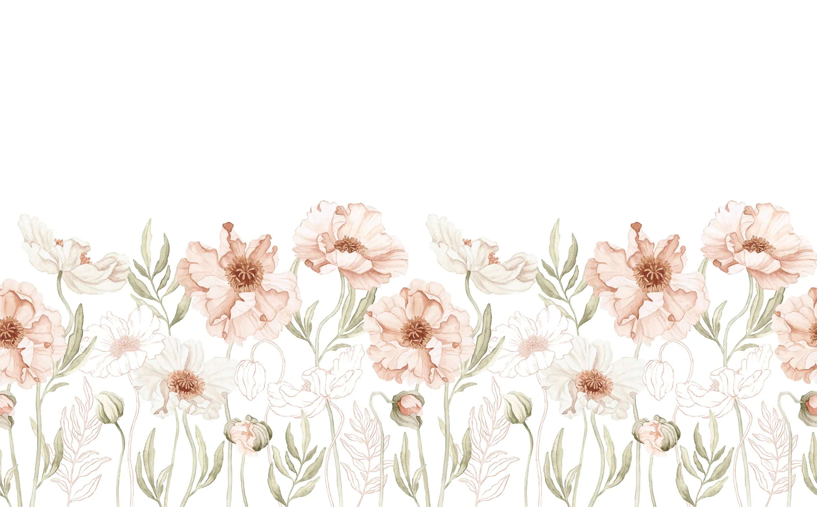 Papel de Parede Rosas Mural Floral Romântico e Elegante