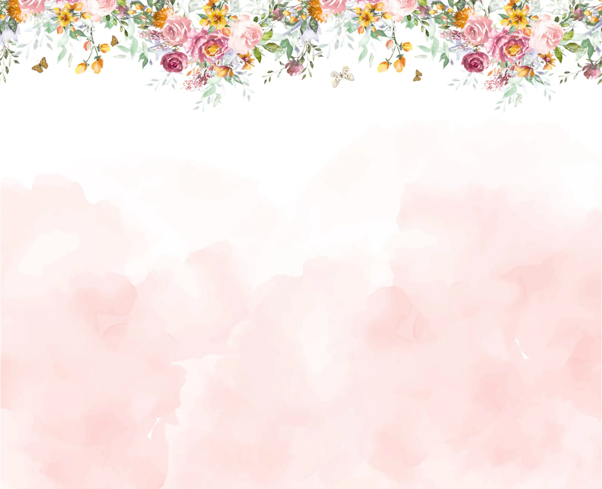 Papel de Parede Floral Rosado Mural Romântico e Elegante