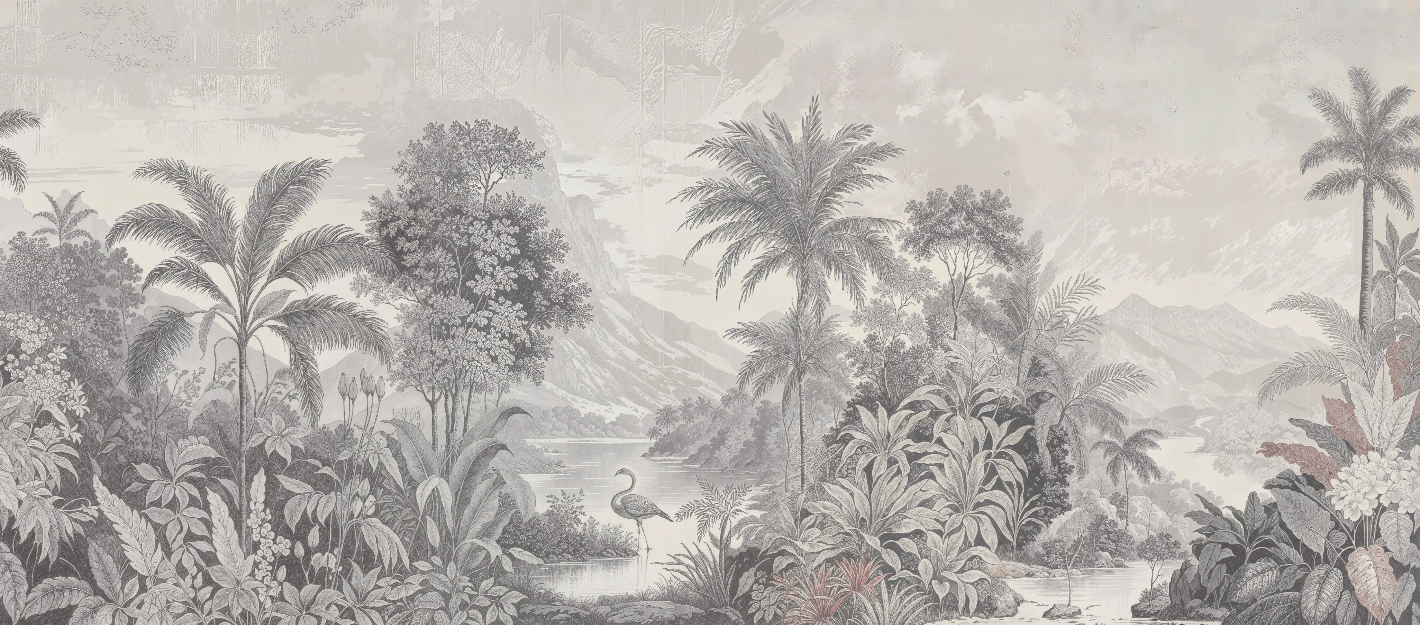Papel de Parede Paisagem Tropical Vintage