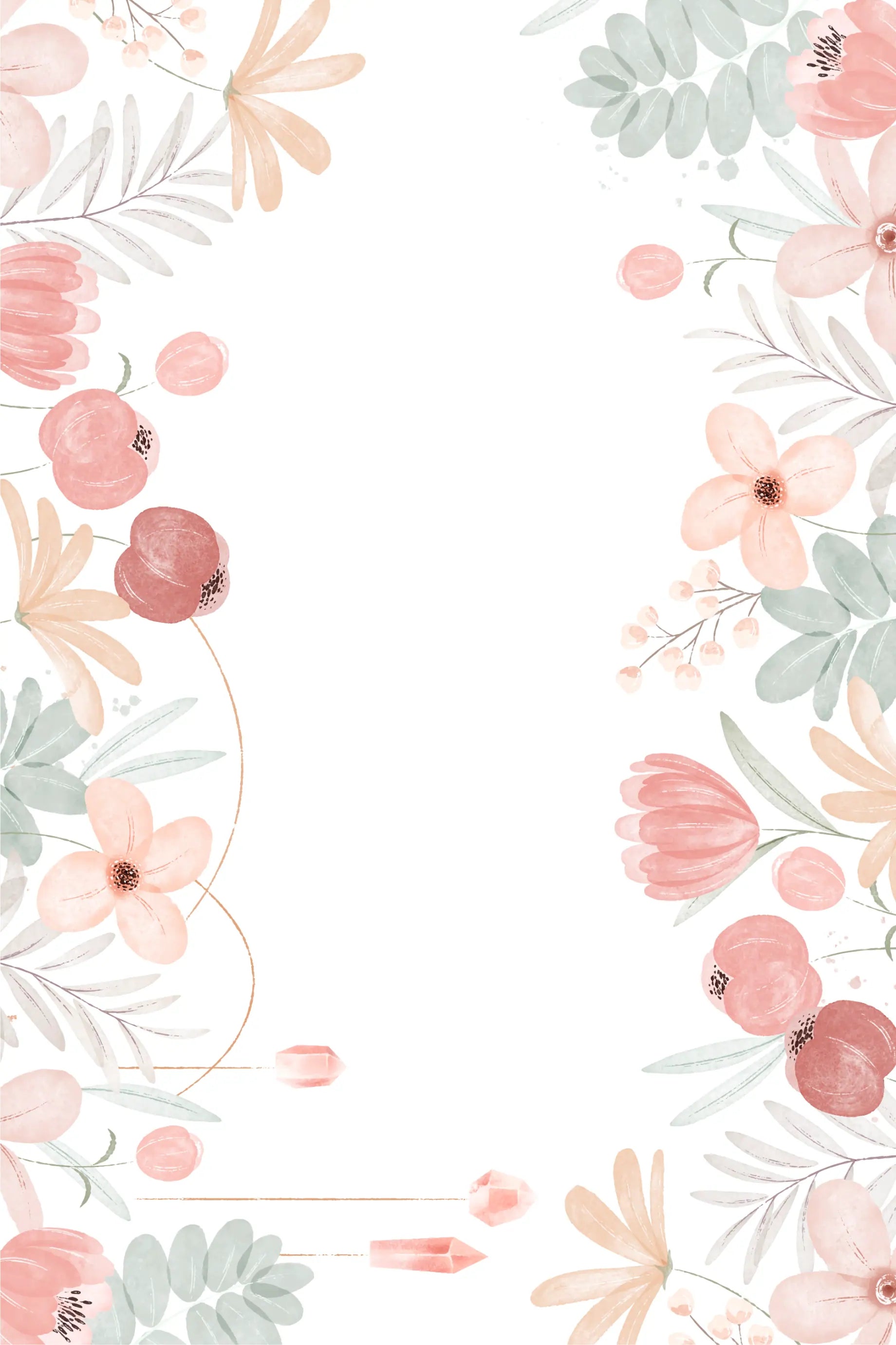 Papel de Parede Floral Grande Ilustração Aquarela Elegante