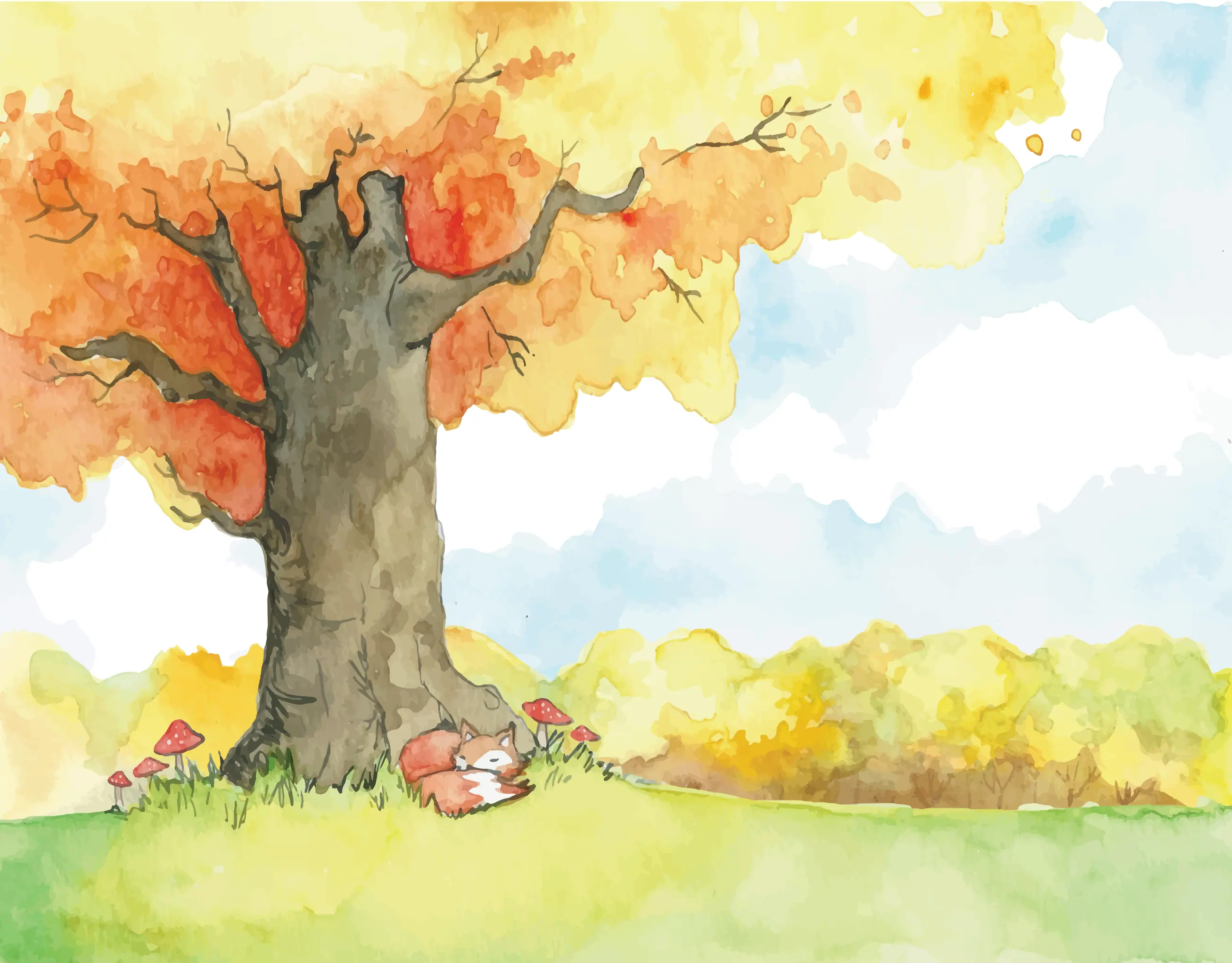 Papel de Parede Aquarela Botânica Delicada Natureza em Tons Suaves