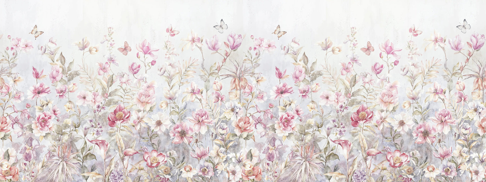 Papel de Parede Jardim Aquarela com Borboletas