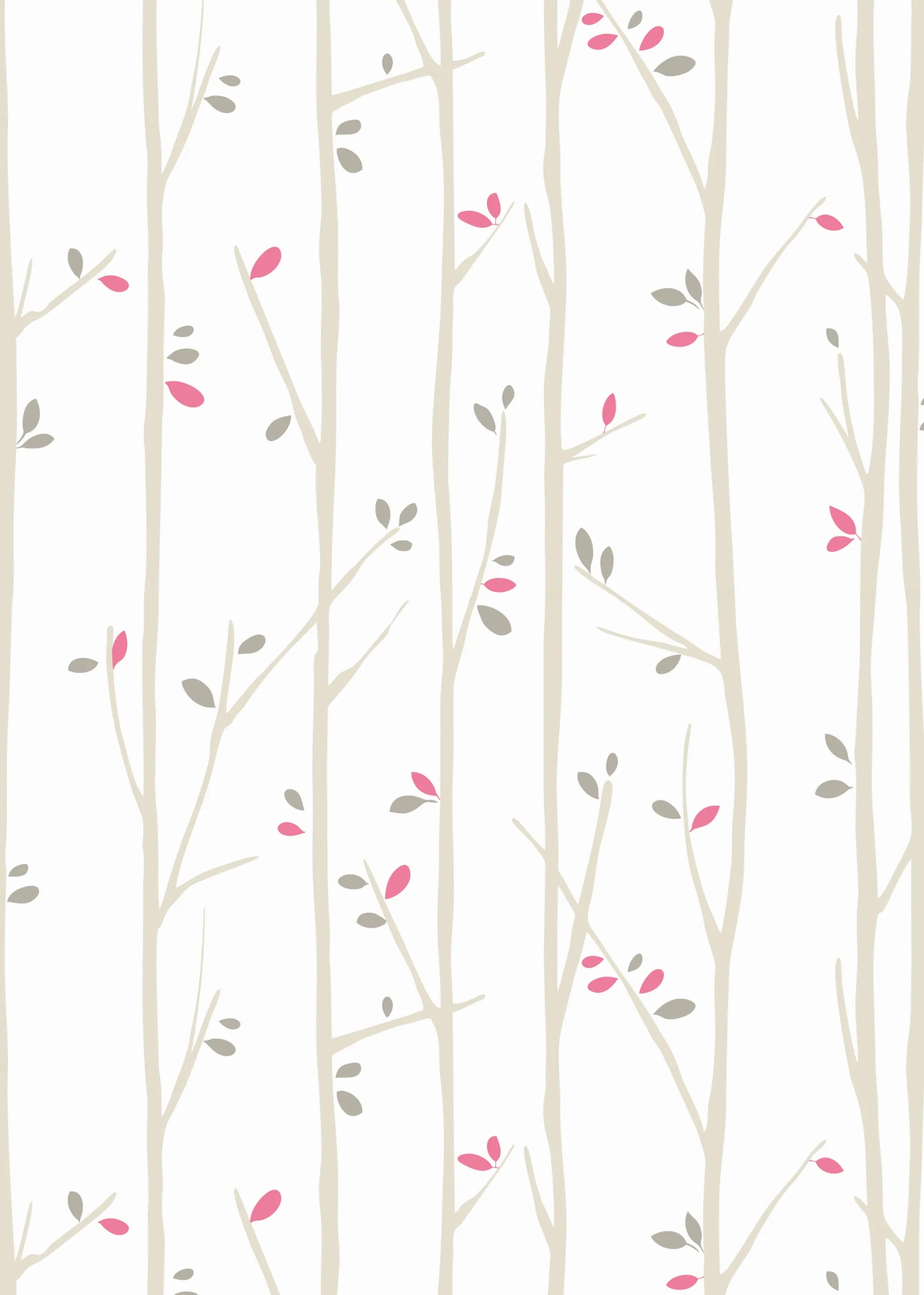 Papel de Parede Galhos e Folhinhas Design Natural e Fresco
