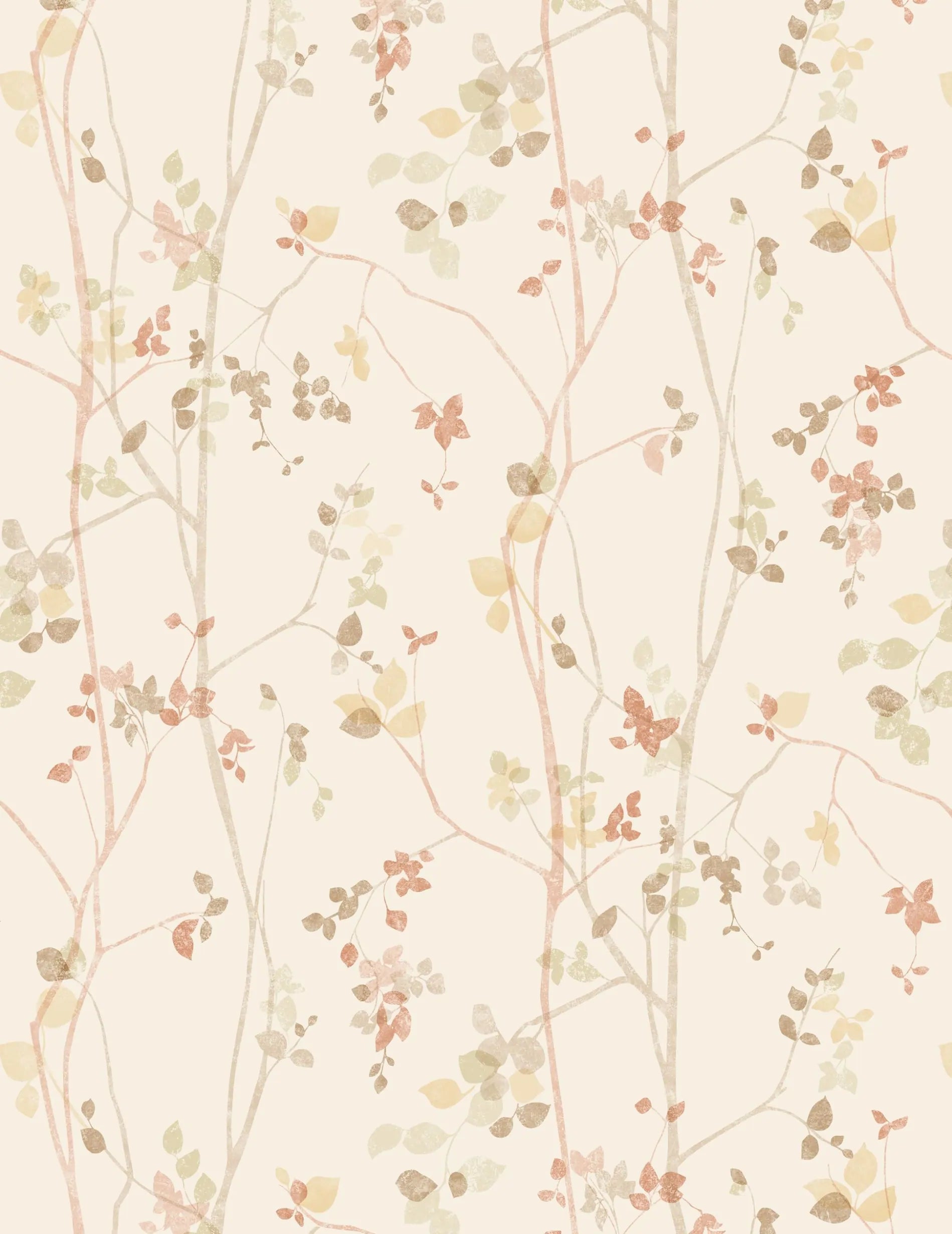 Papel de Parede Galhos e Folhas Estilo Natural e Elegante