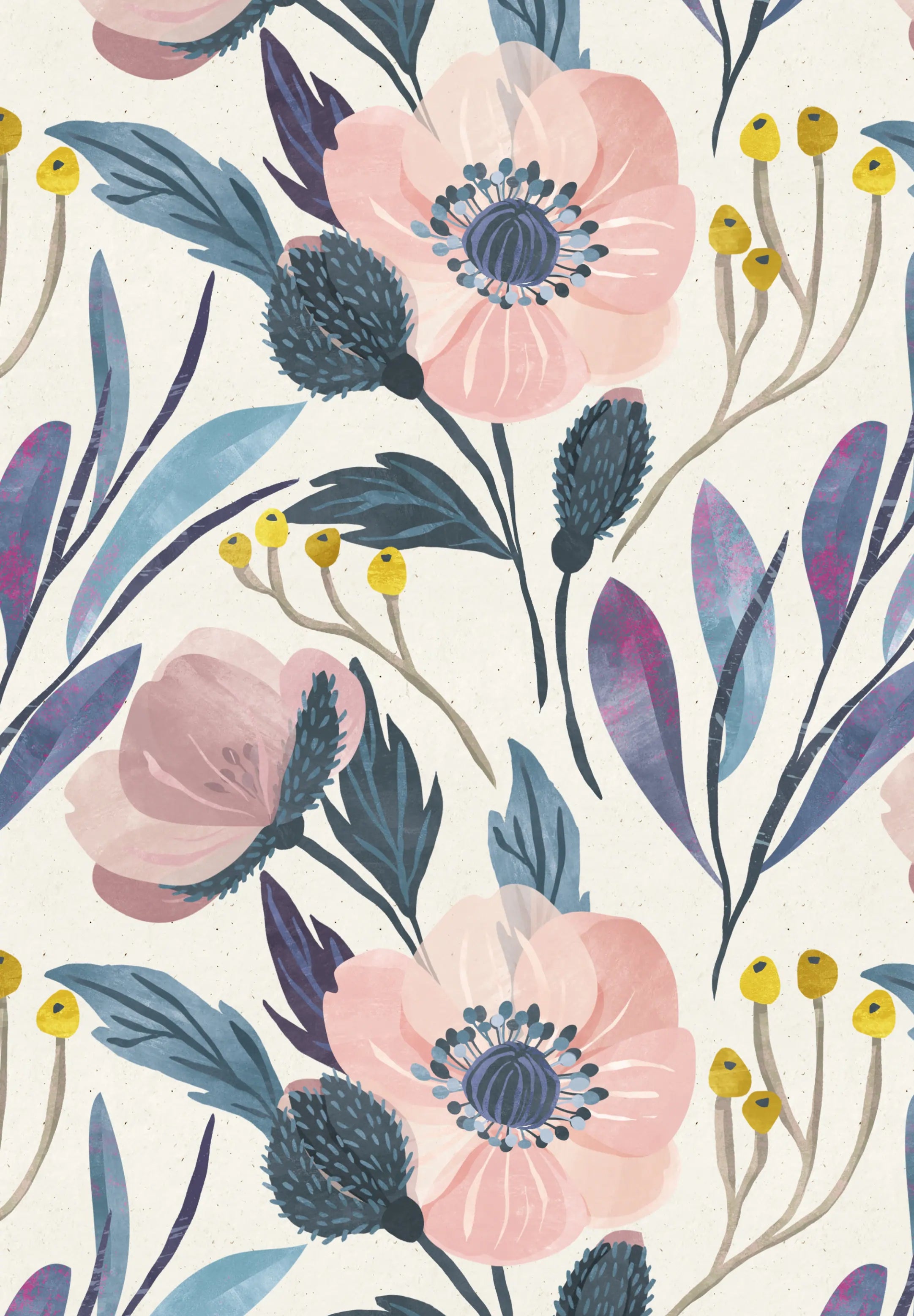 Papel de Parede Floral Aquarela Design Delicado com Flores Coloridas