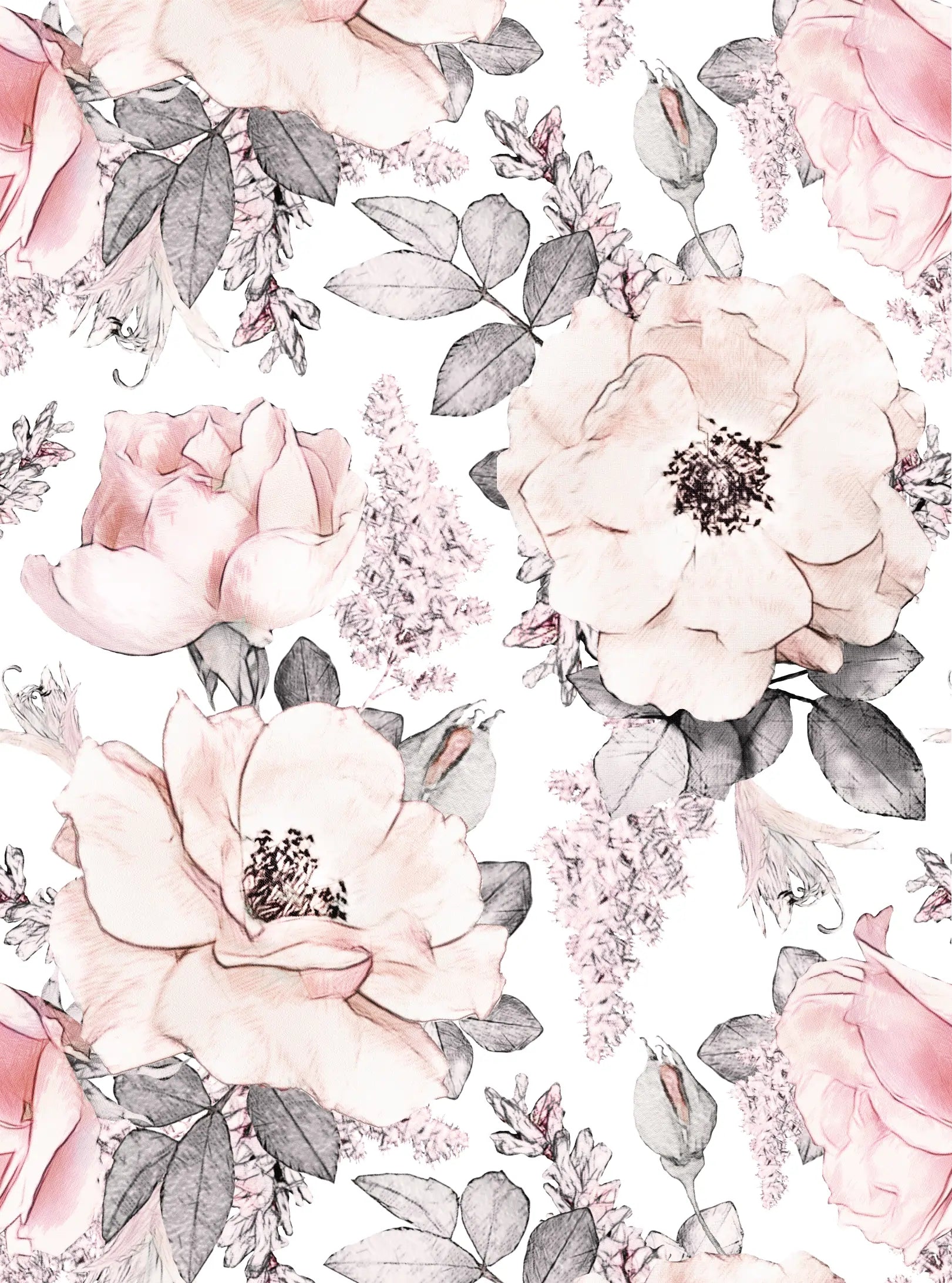 Papel de Parede Floral Aquarela Rosa Pastel – Delicadeza e Sofisticação para seu Ambiente