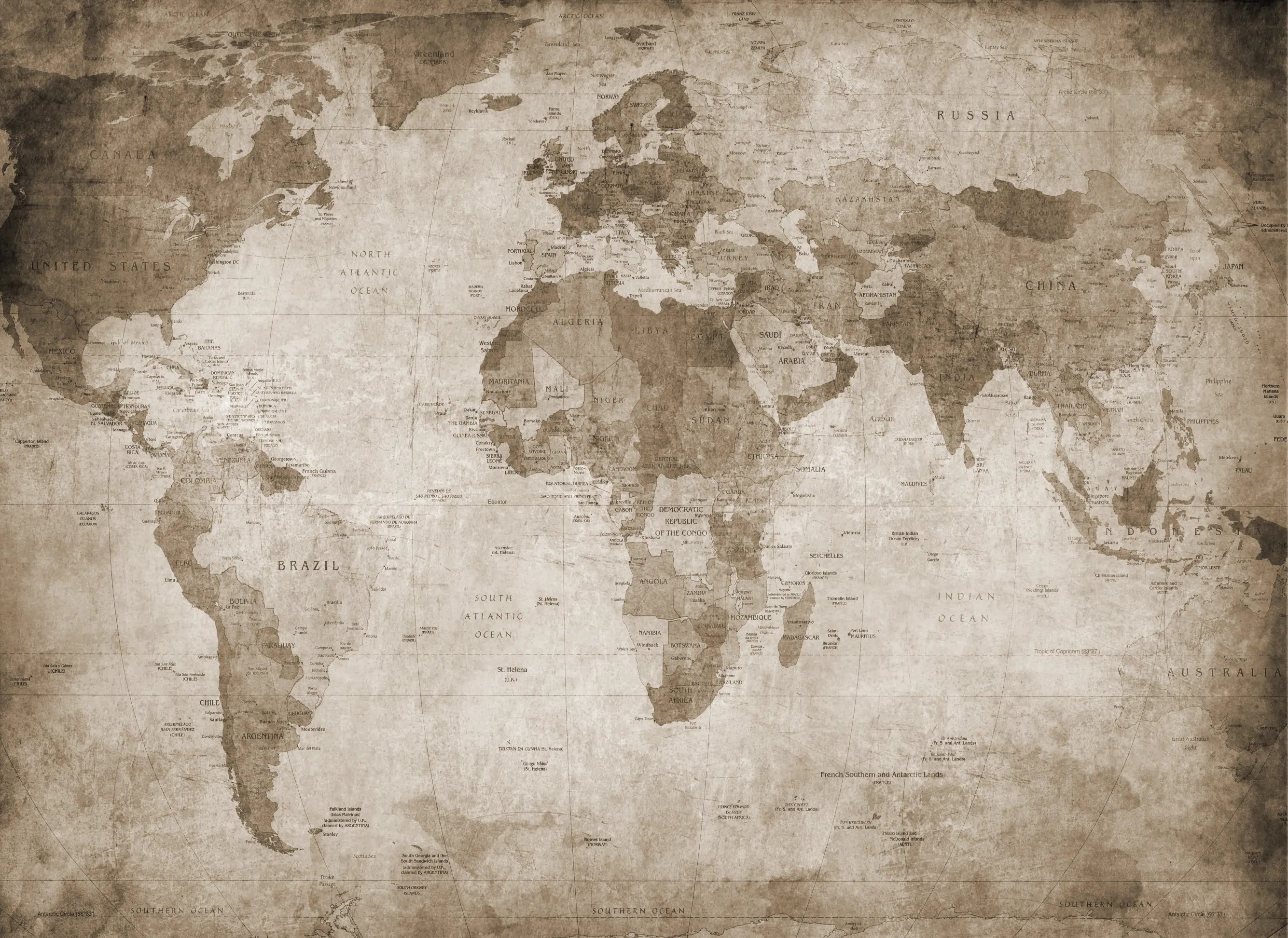 Papel de Parede Mapa Mundi Vintage Rústico