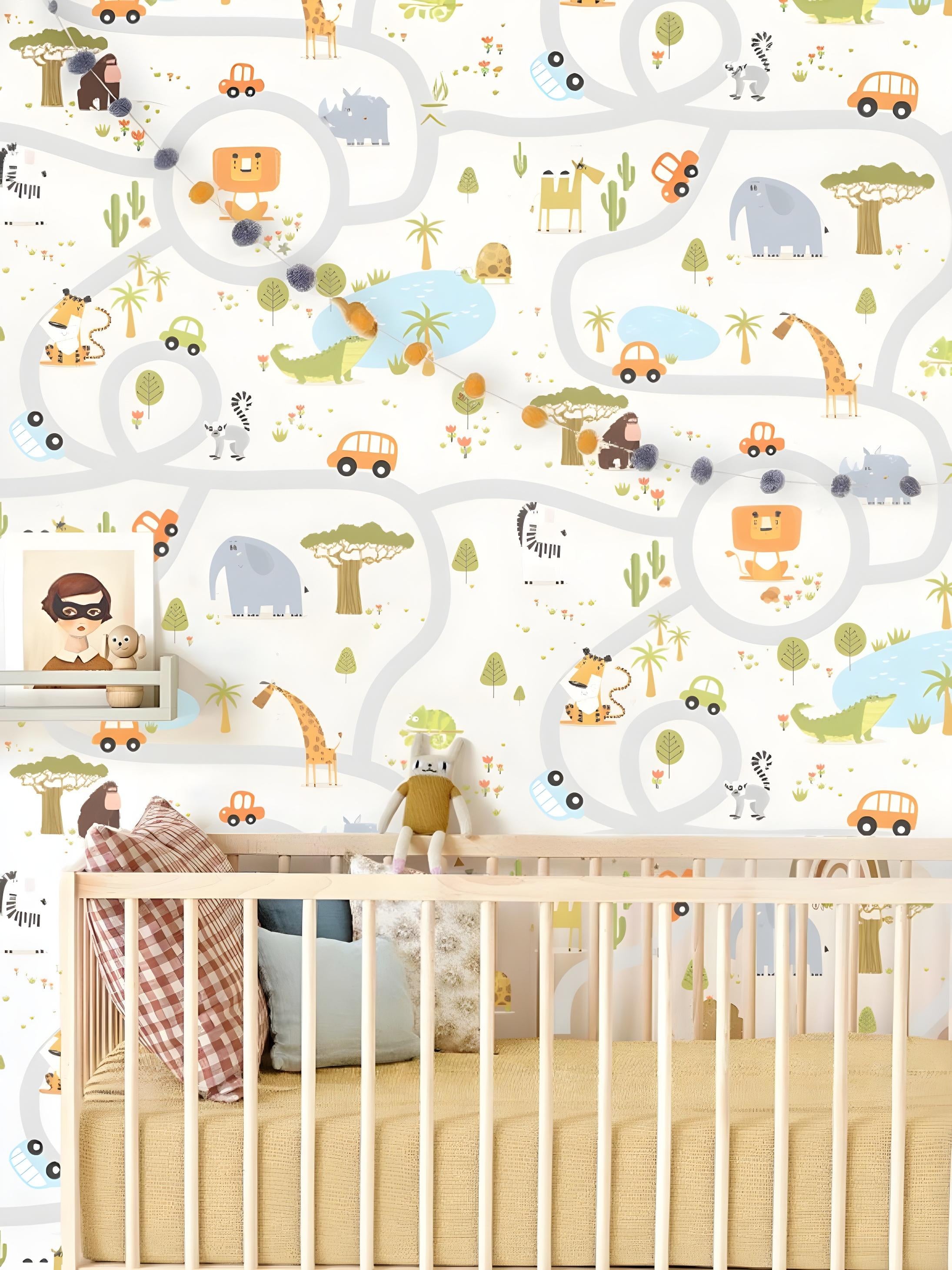Papel de Parede Infantil Aventura Urbana Animal