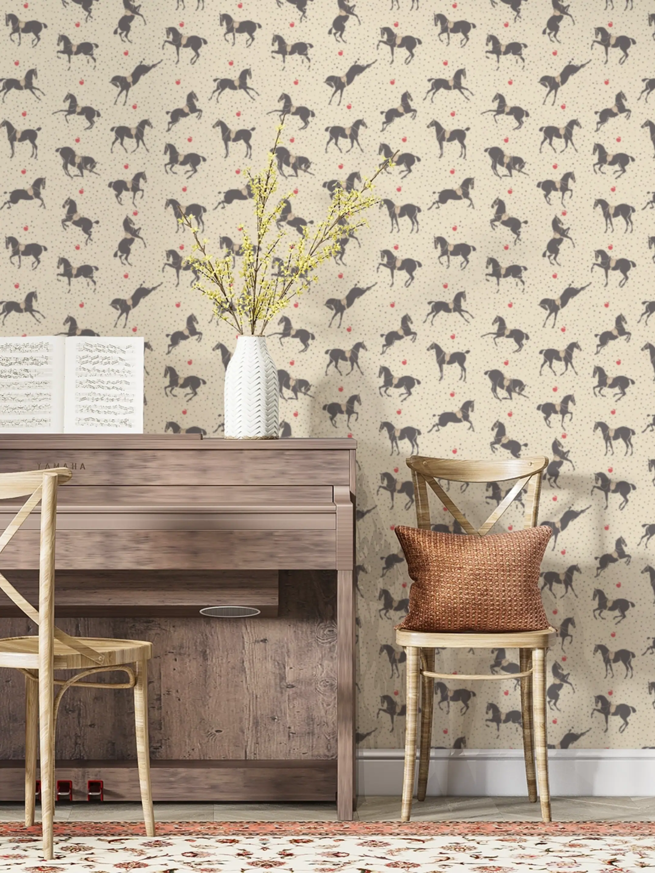 Papel de Parede Cavalos: Elegância e Movimento na Decoração