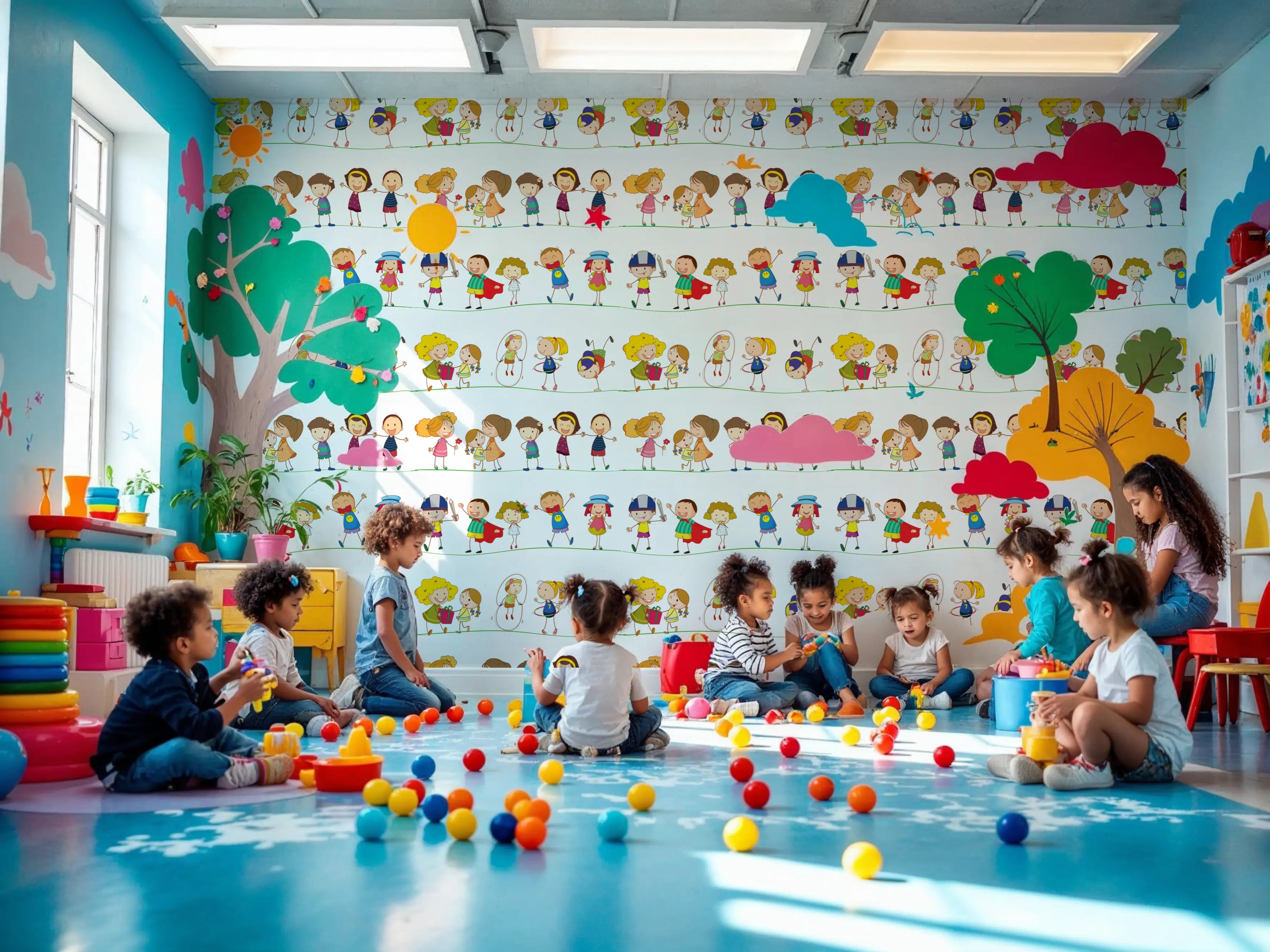 Papel de Parede Brinquedoteca - Alegria e Cores para Brincar