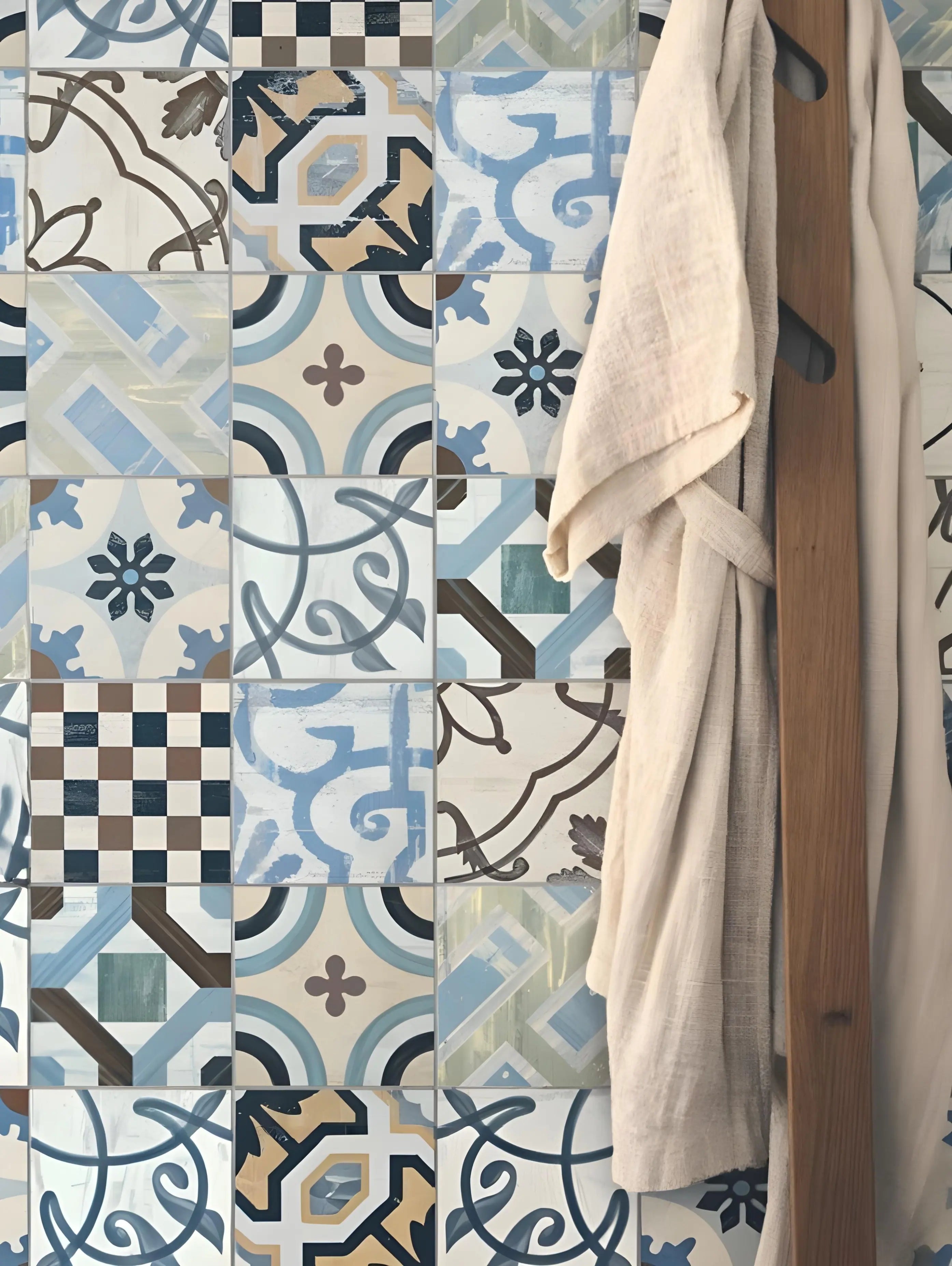 Papel de Parede Ladrilho Azul Retrô