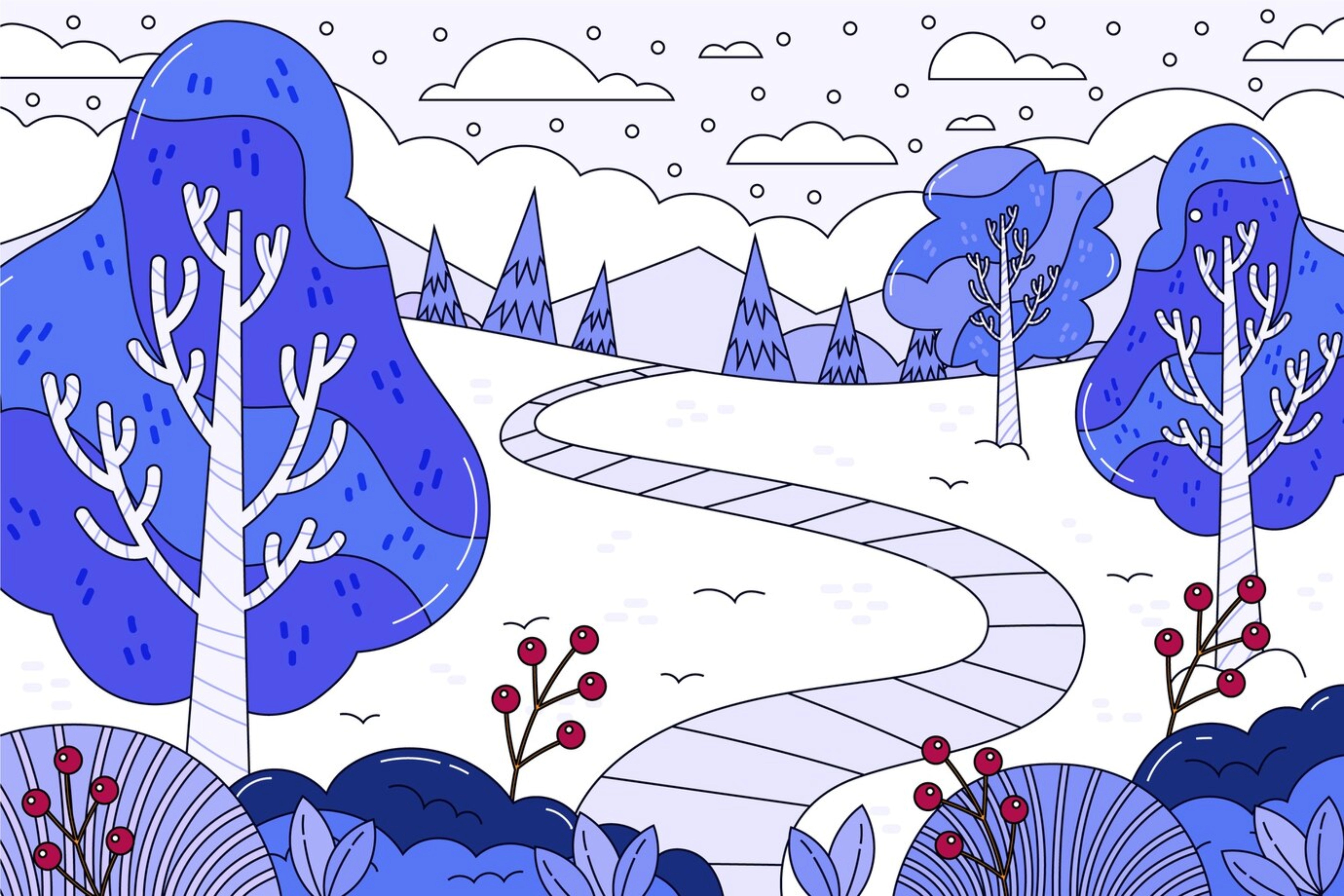 Mural Floresta Azul Fantástica Realista