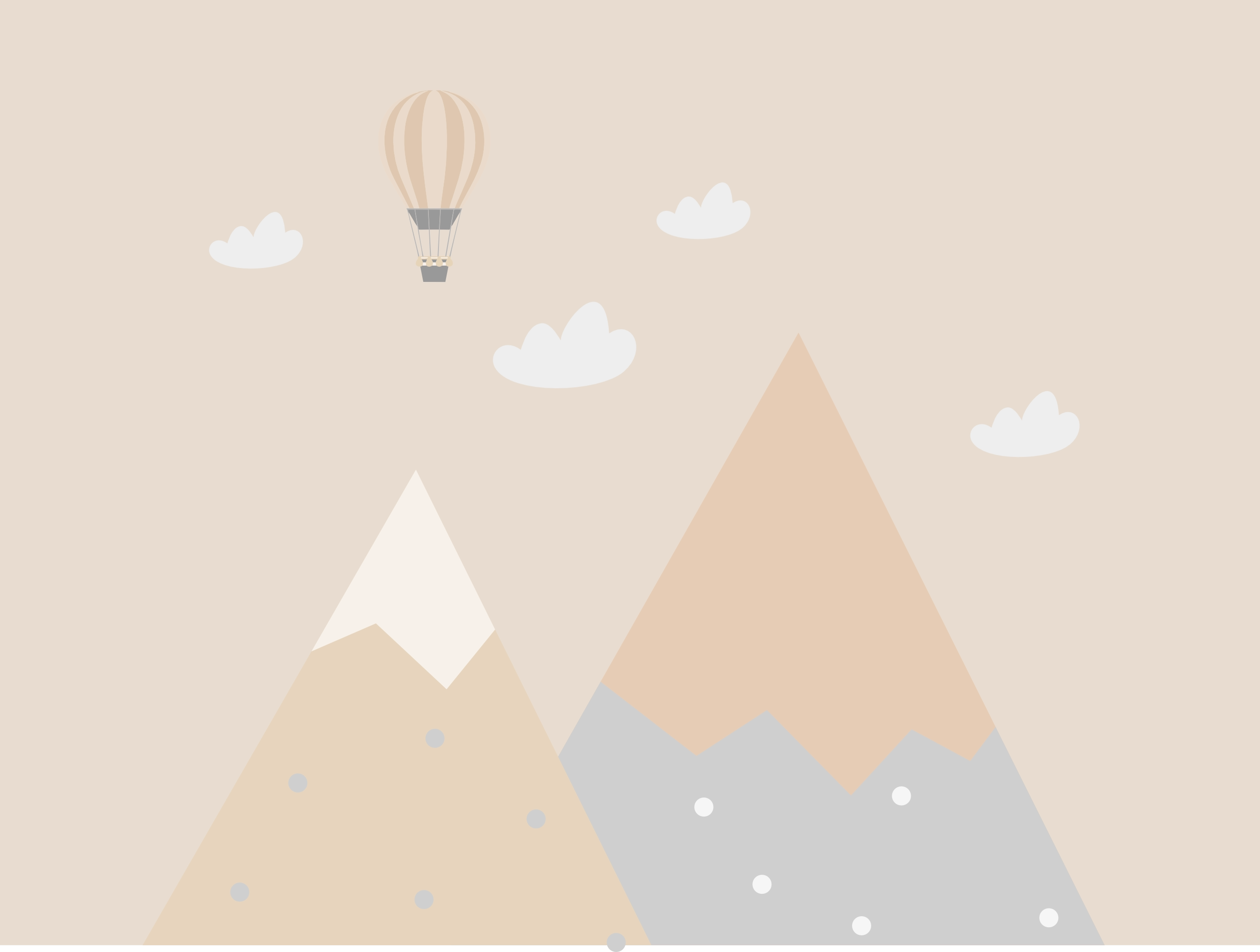 Mural Montanhas Balão Minimalista Suave