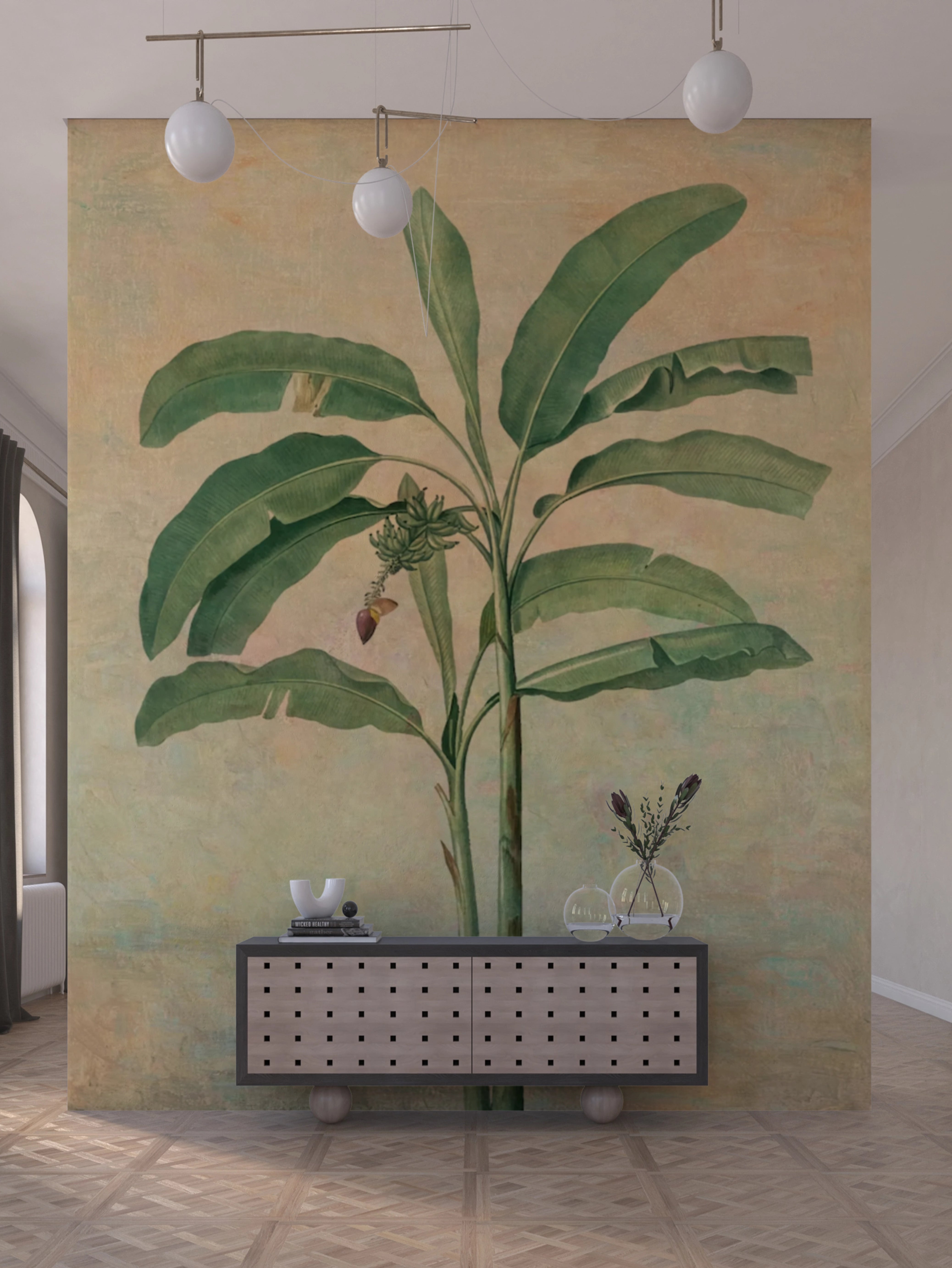 Papel de Parede Bananeira Vintage: Elegância Tropical Retrô
