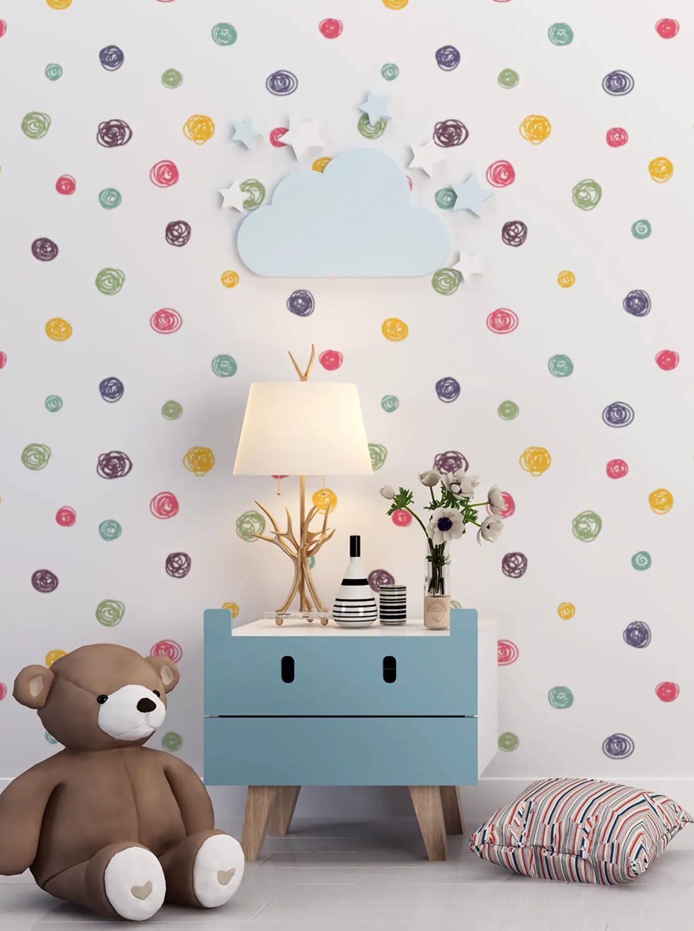 Papel de Parede Infantil Bolinhas Pastel