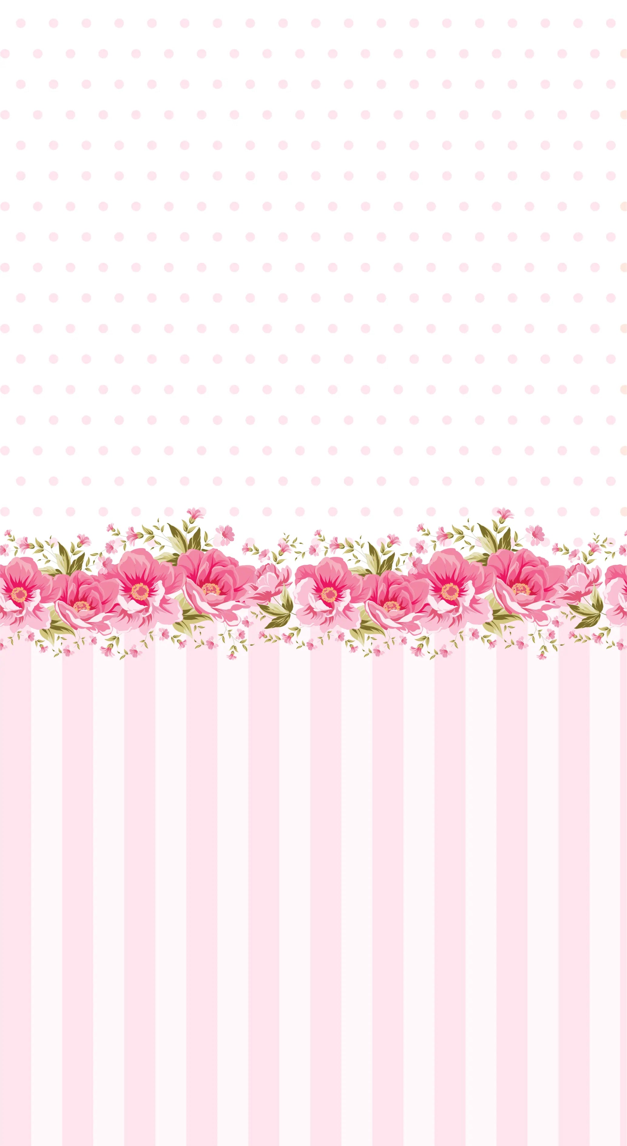 Mural Floral Rosa Listrado Poá ADcorista