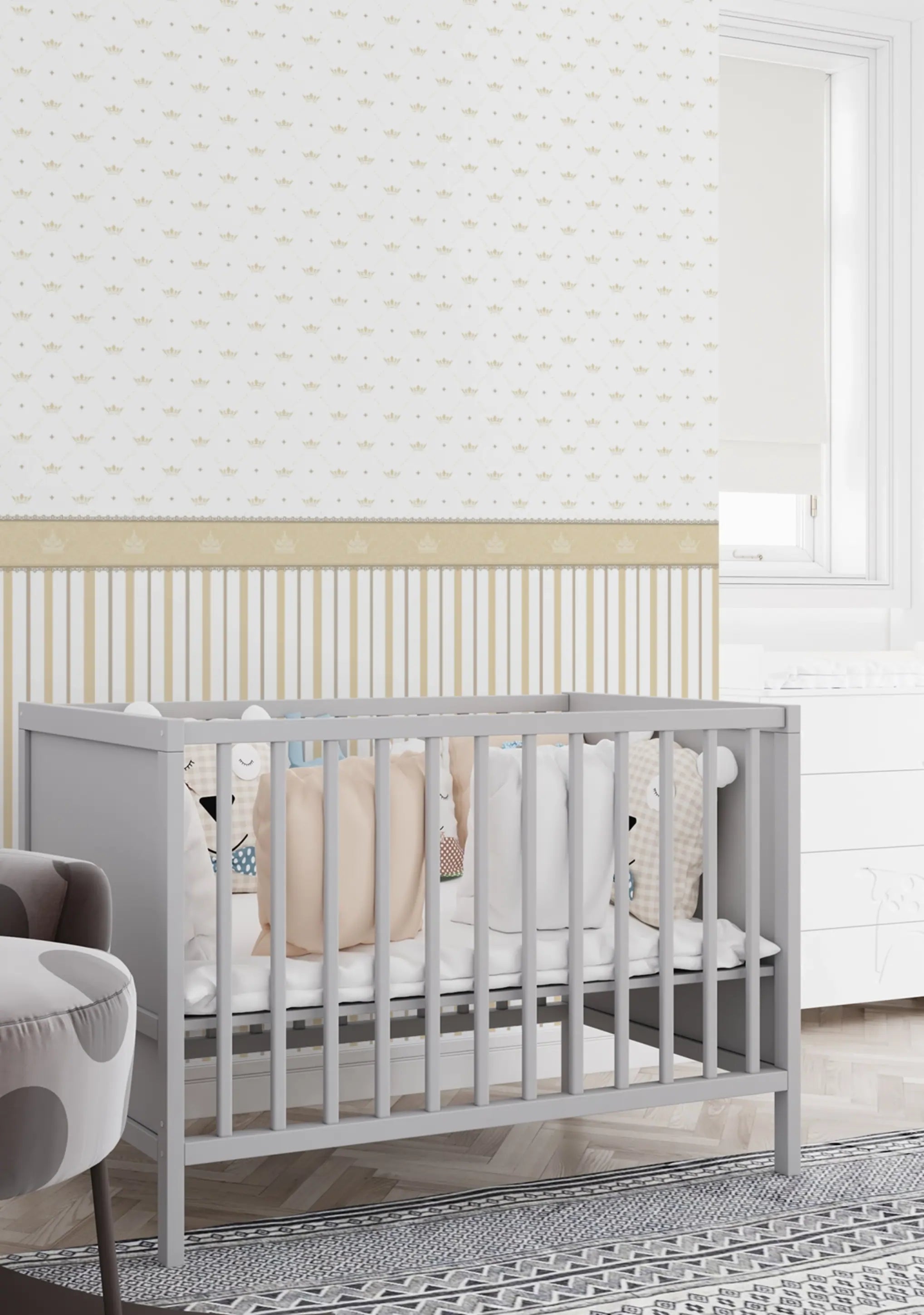 Papel de Parede Infantil Coroas Listras