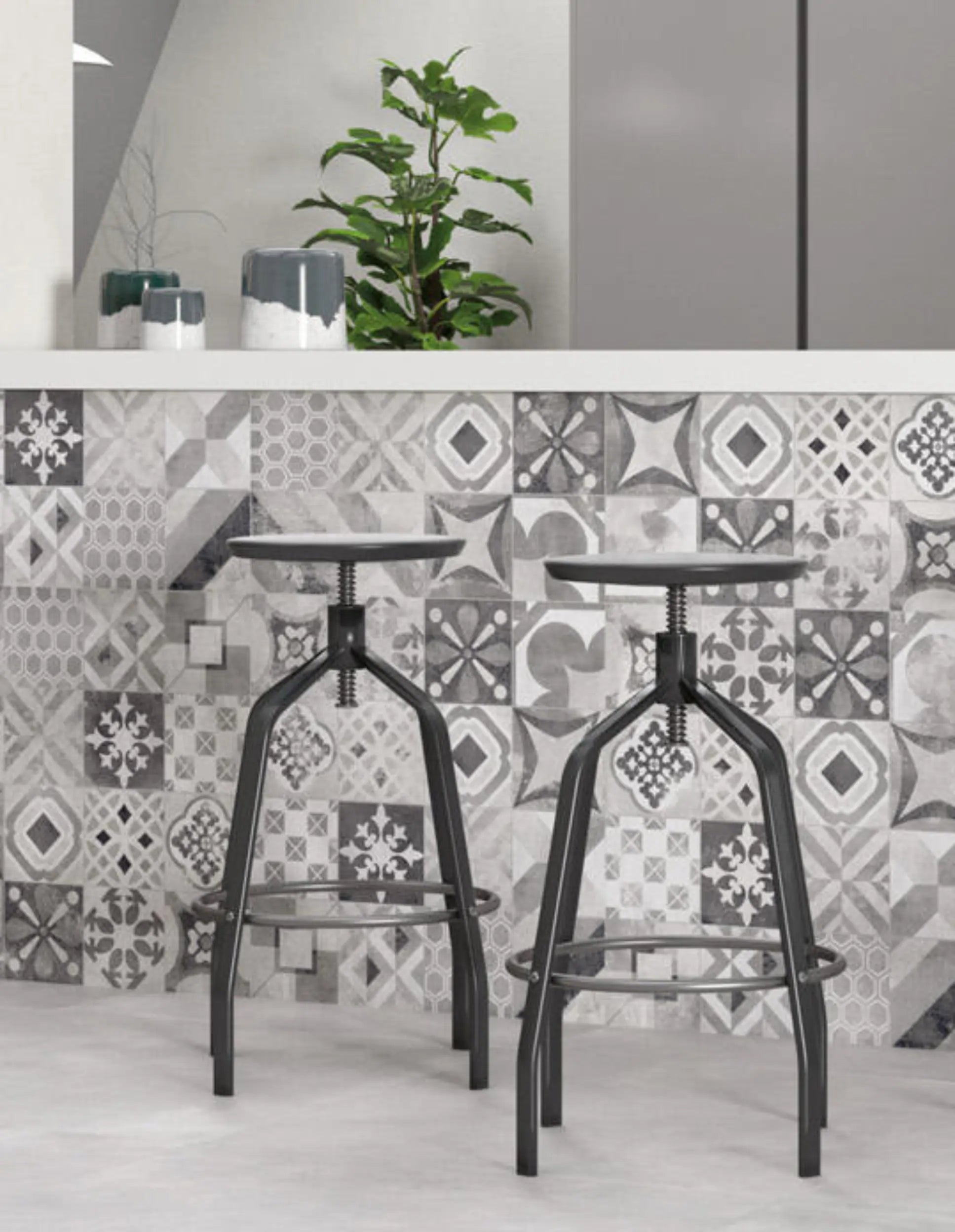 Papel de Parede Azulejos Rústicos com Textura em Ladrilhos