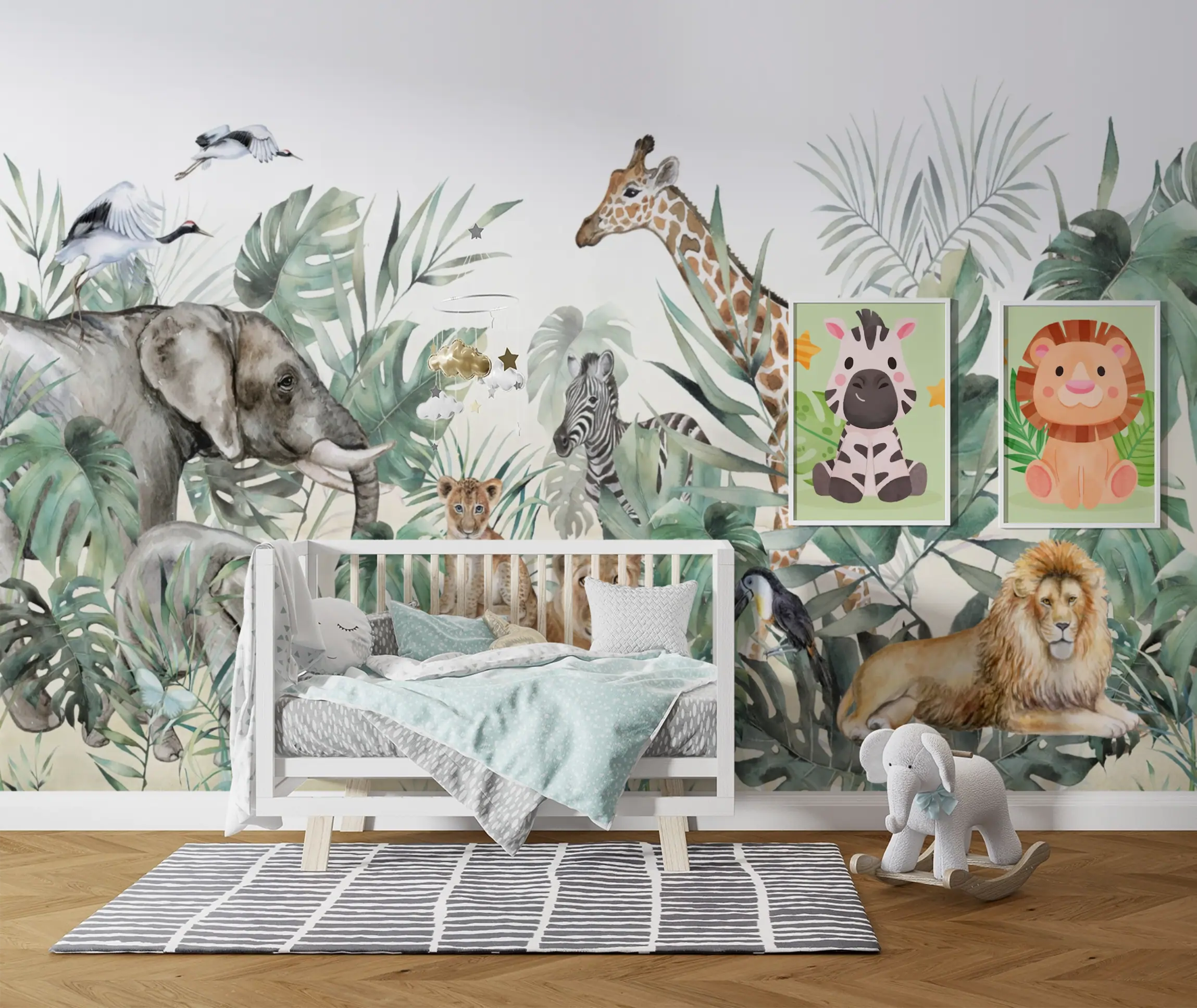 Papel de Parede Infantil Safari Aquarelado