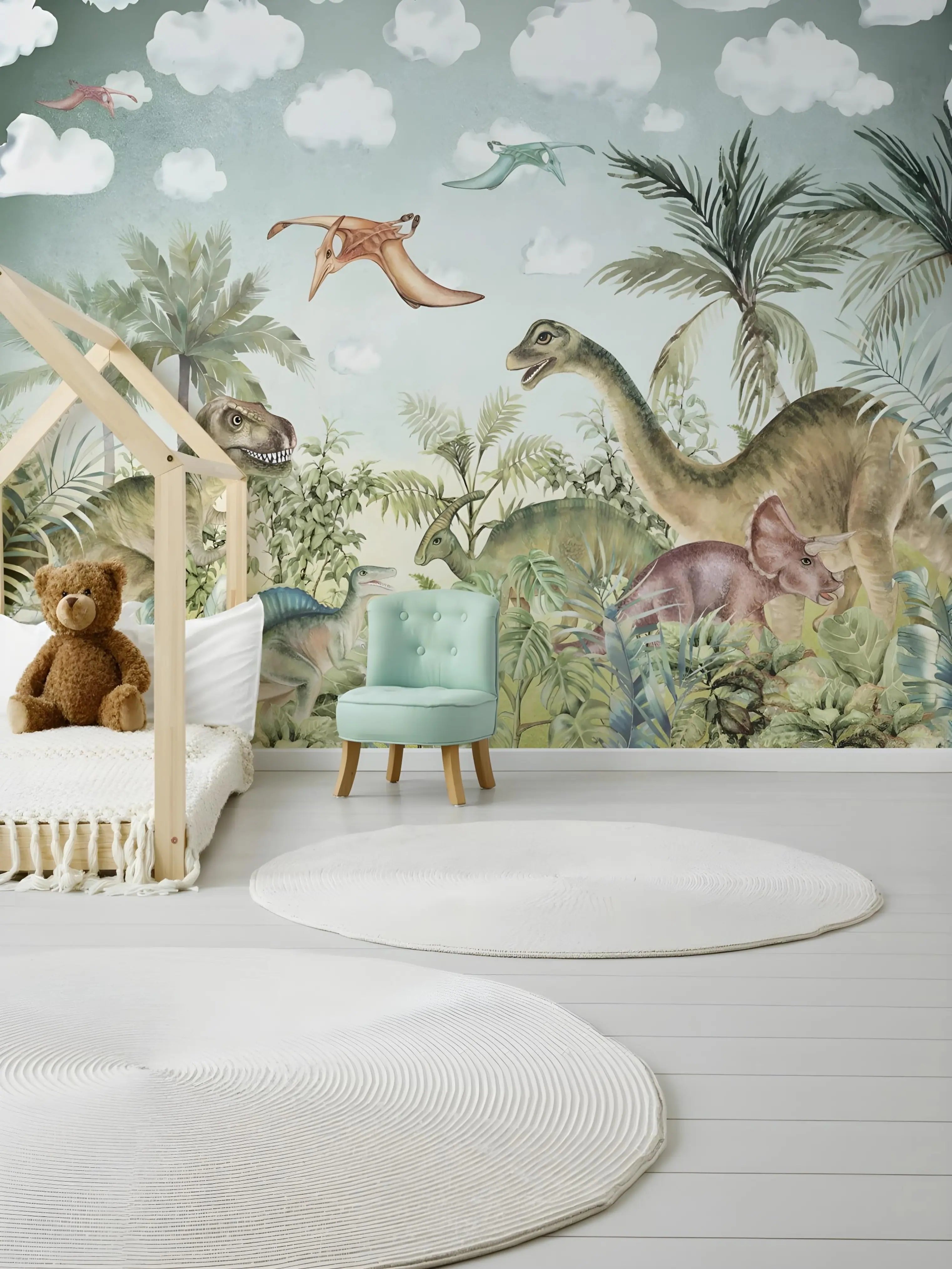 Papel de Parede Infantil Floresta Dinossauros