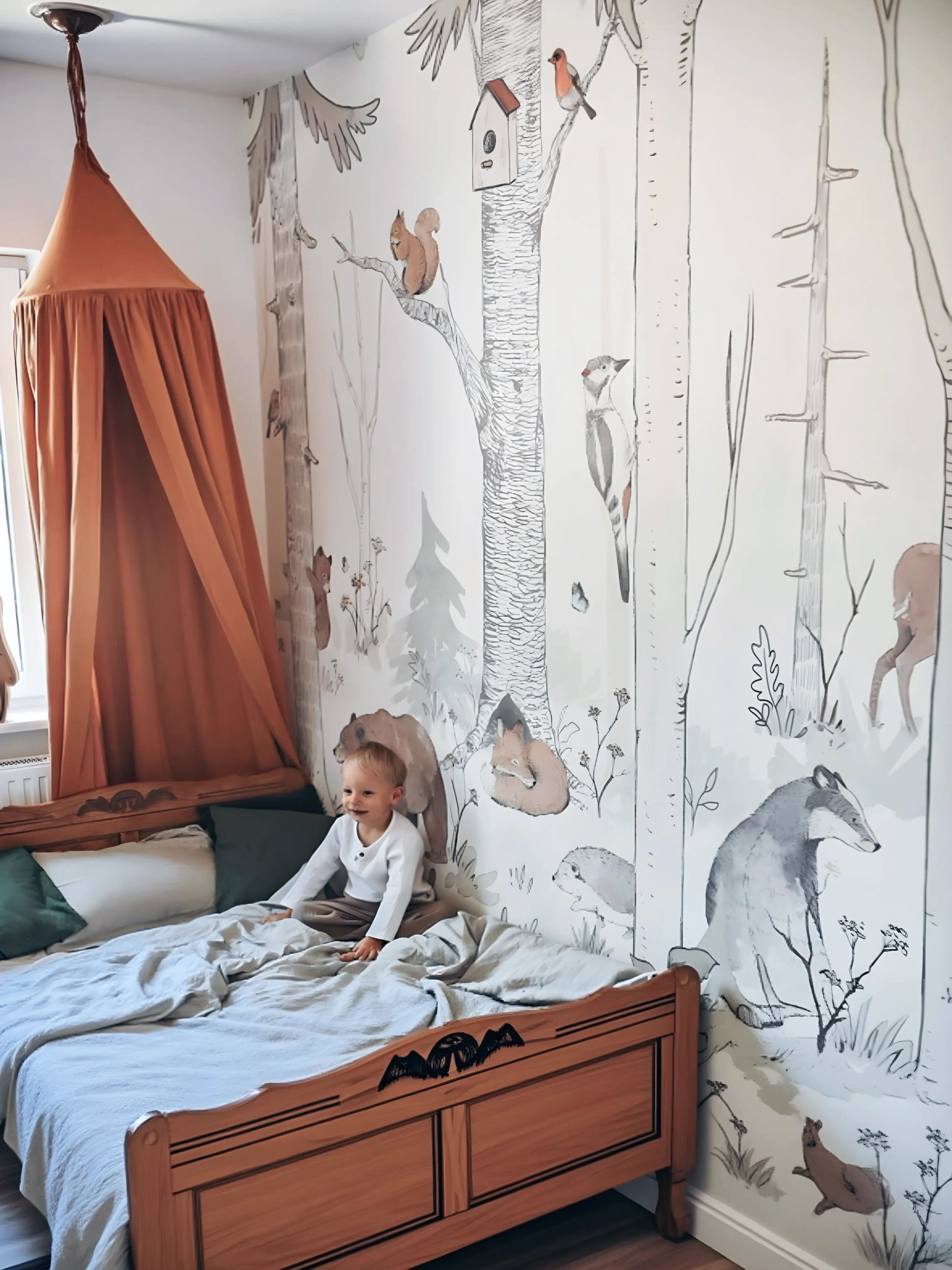 Papel de Parede Infantil Floresta Animais