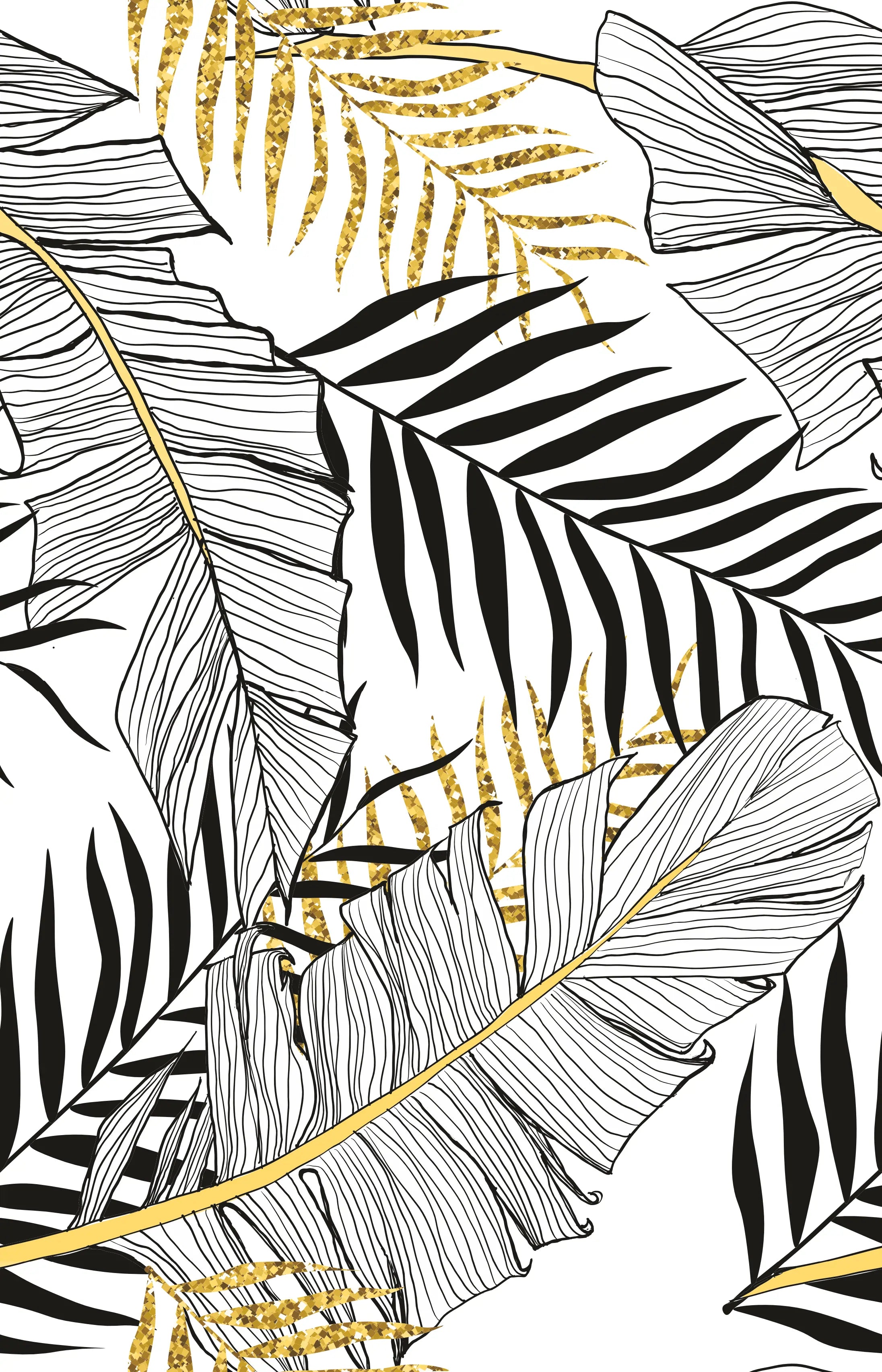 Papel de Parede Folhas Bananeira e Palmeira Tropical