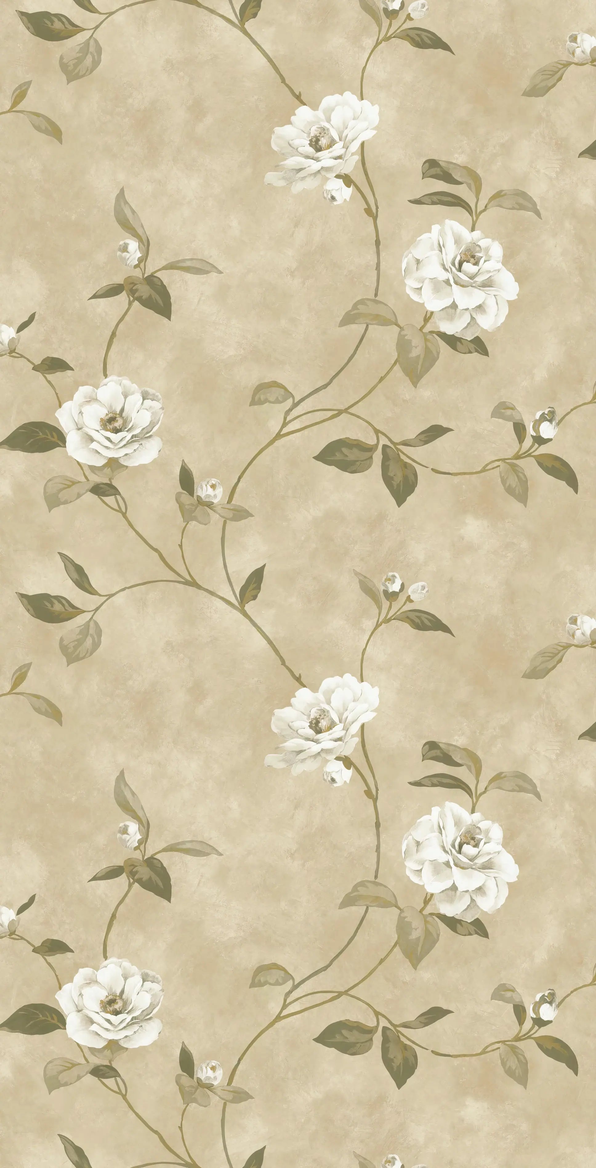 Papel de Parede Floral Folhas e Flores Elegantes