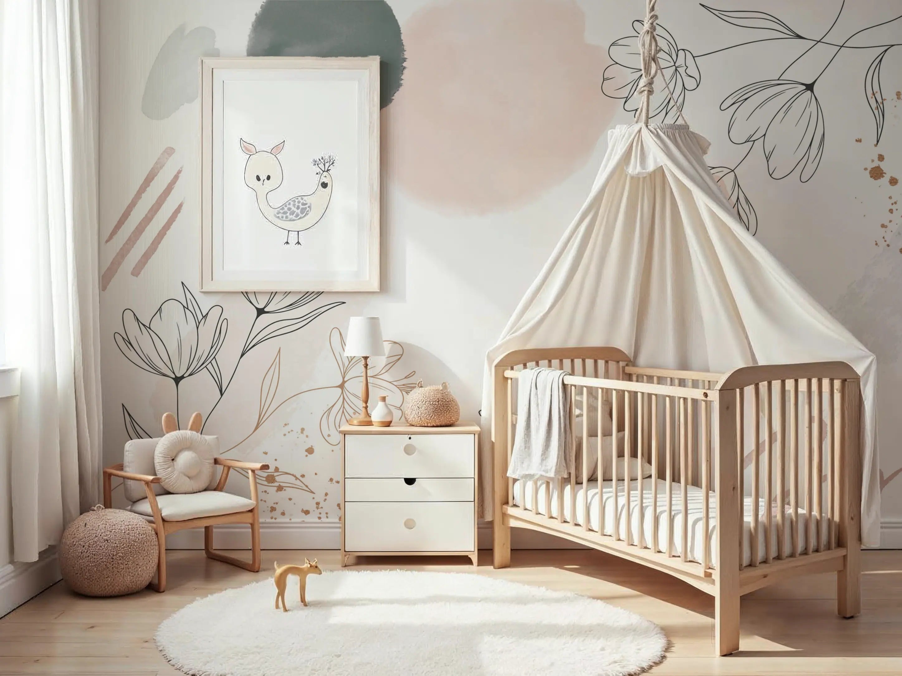 Mural Infantil Floral Delicado Bebê