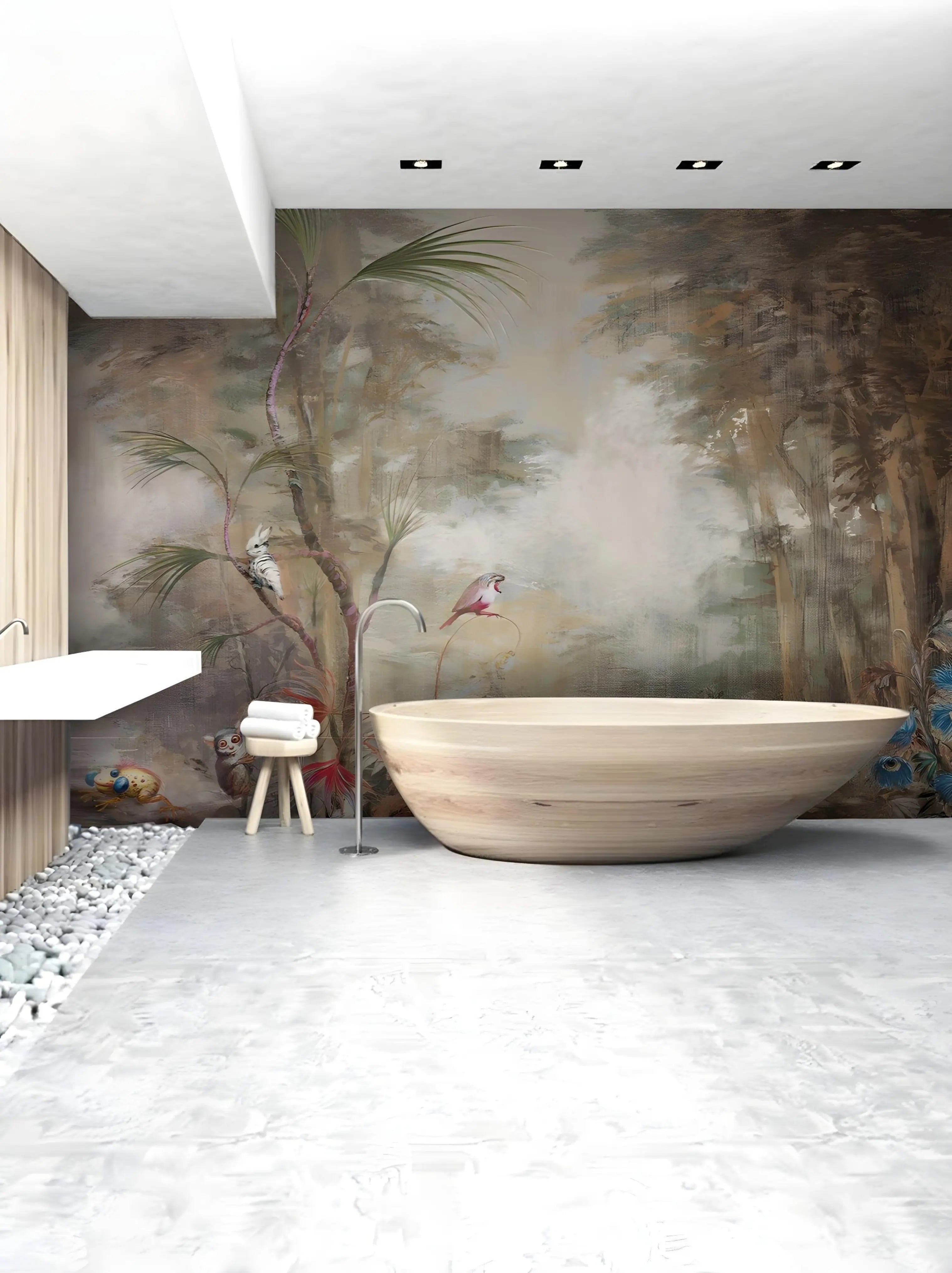 Papel de Parede Natureza Primitiva Estilo Orgânico com Textura Realista para Ambientes Naturais