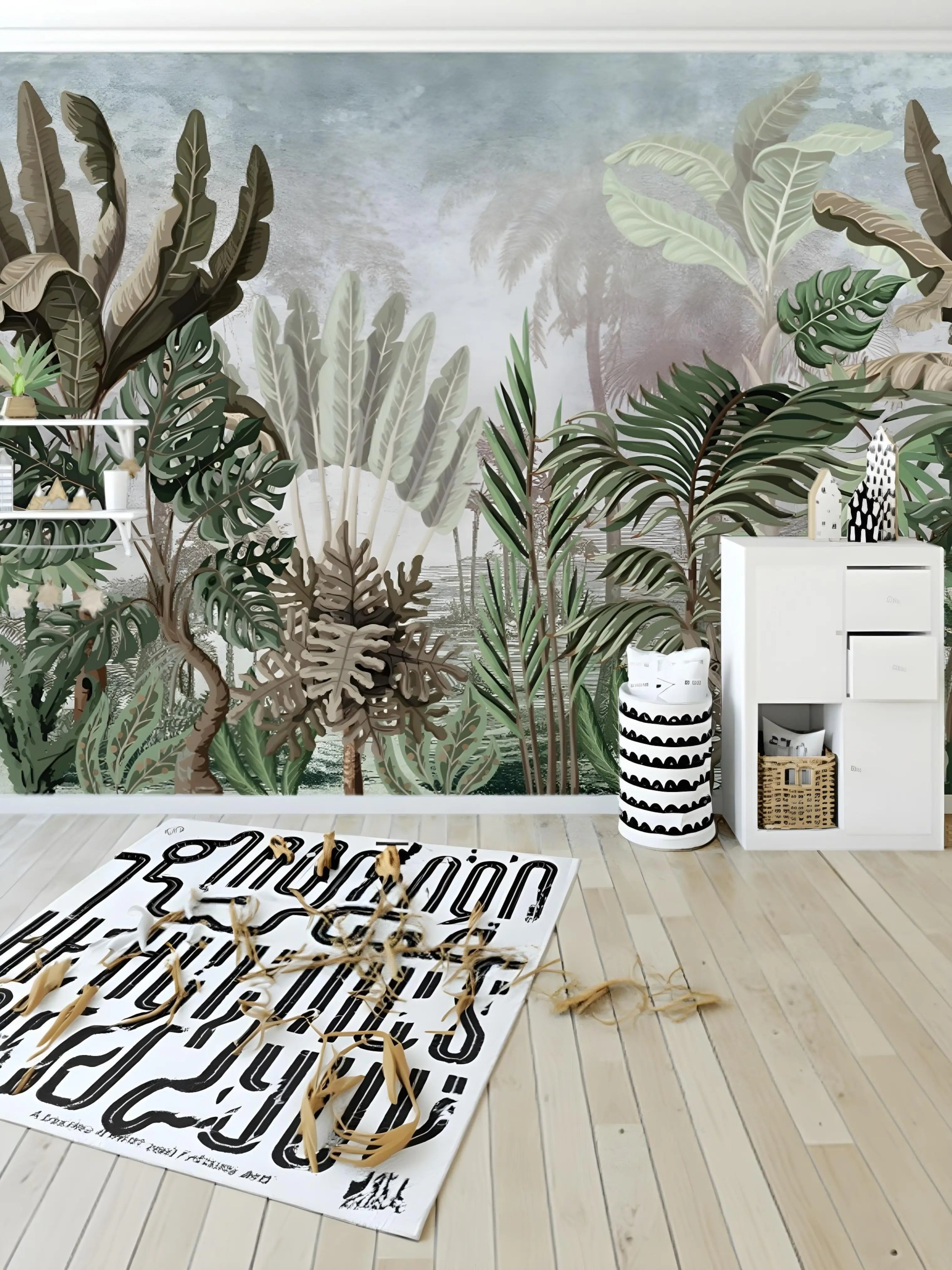 Papel de Parede Selva Tropical – Plantas Exuberantes para Decoração Natural