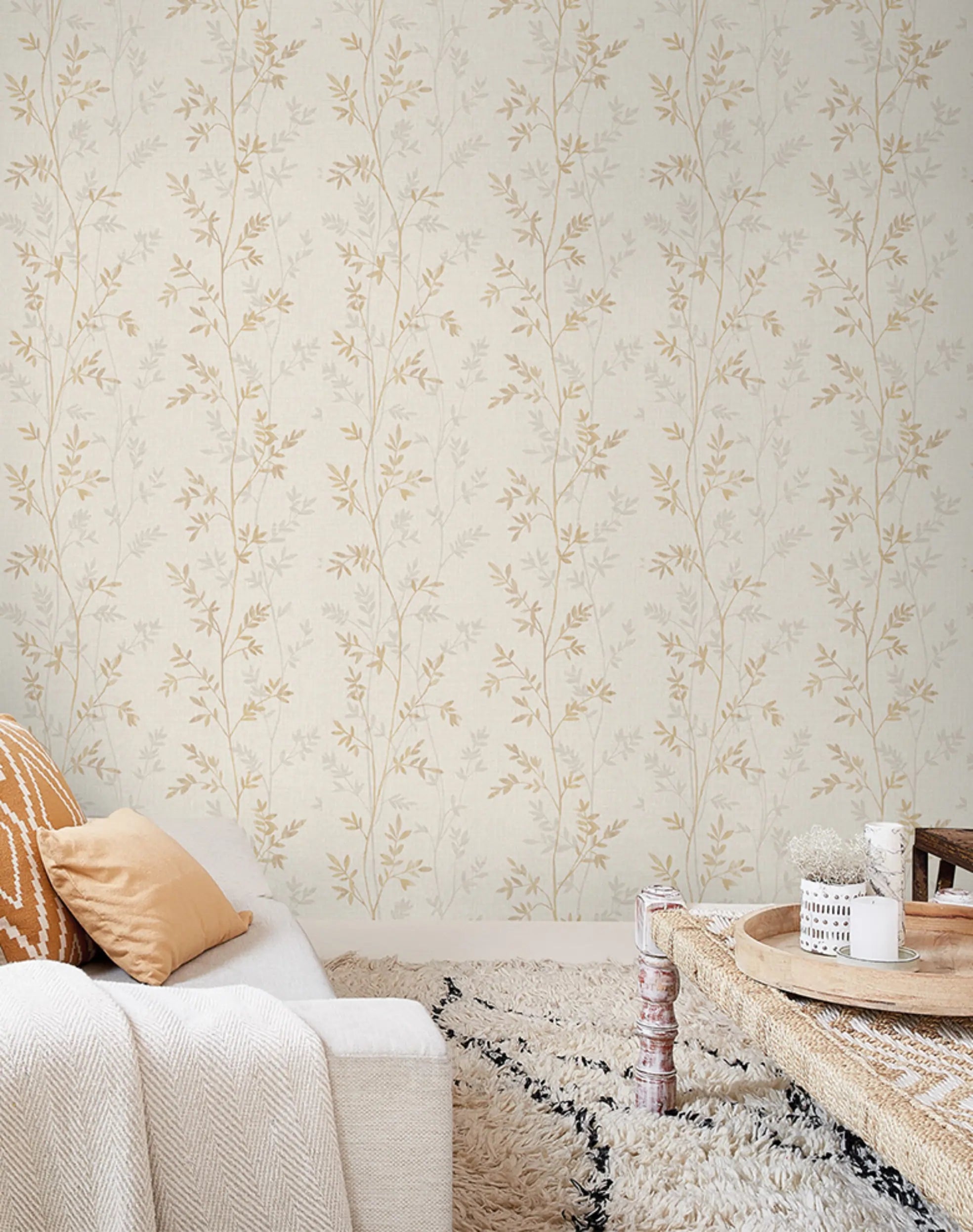 Papel de Parede Textura Folhas Elegância Natural e Sofisticação
