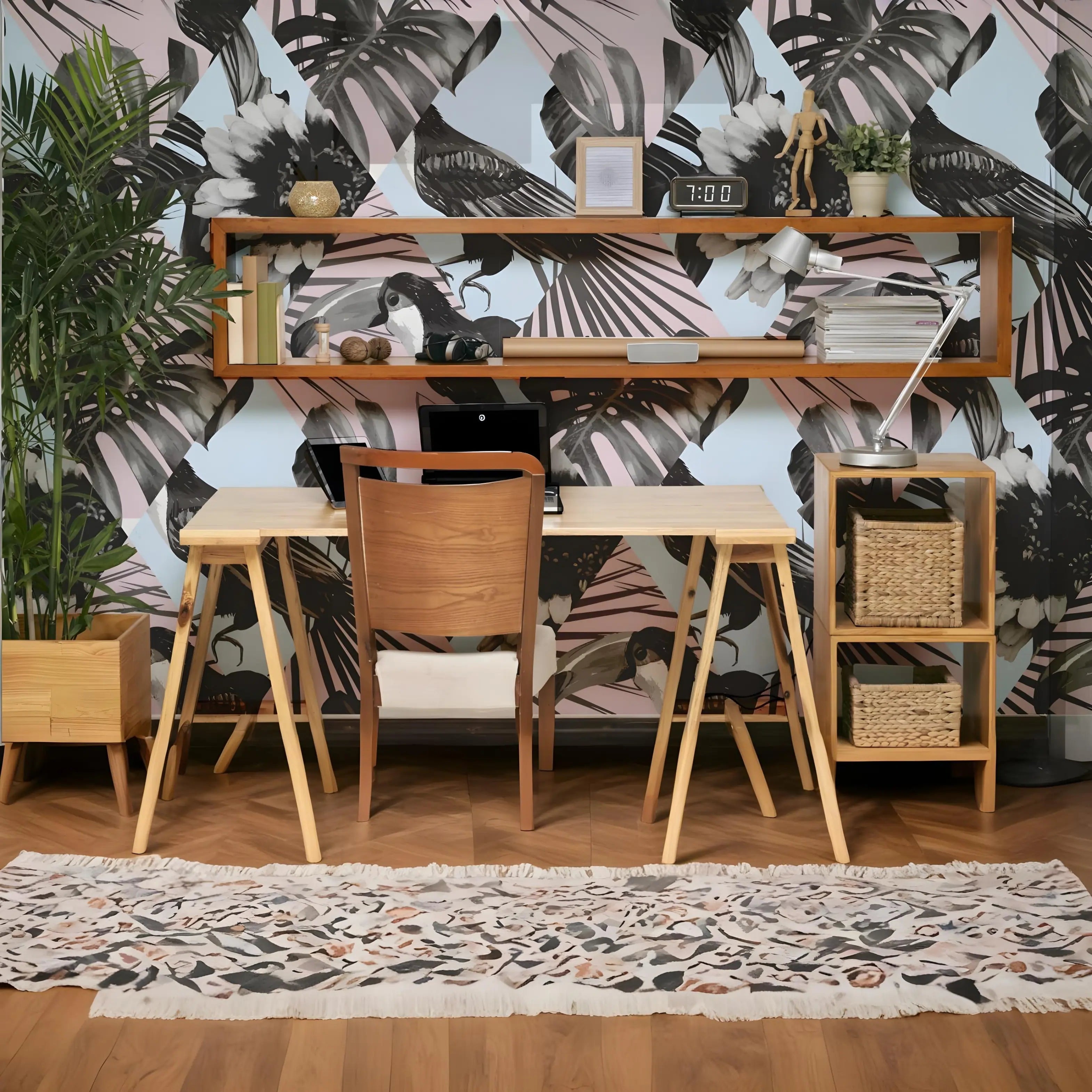 Papel de Parede Tropical Patchwork Moderno ADcorista