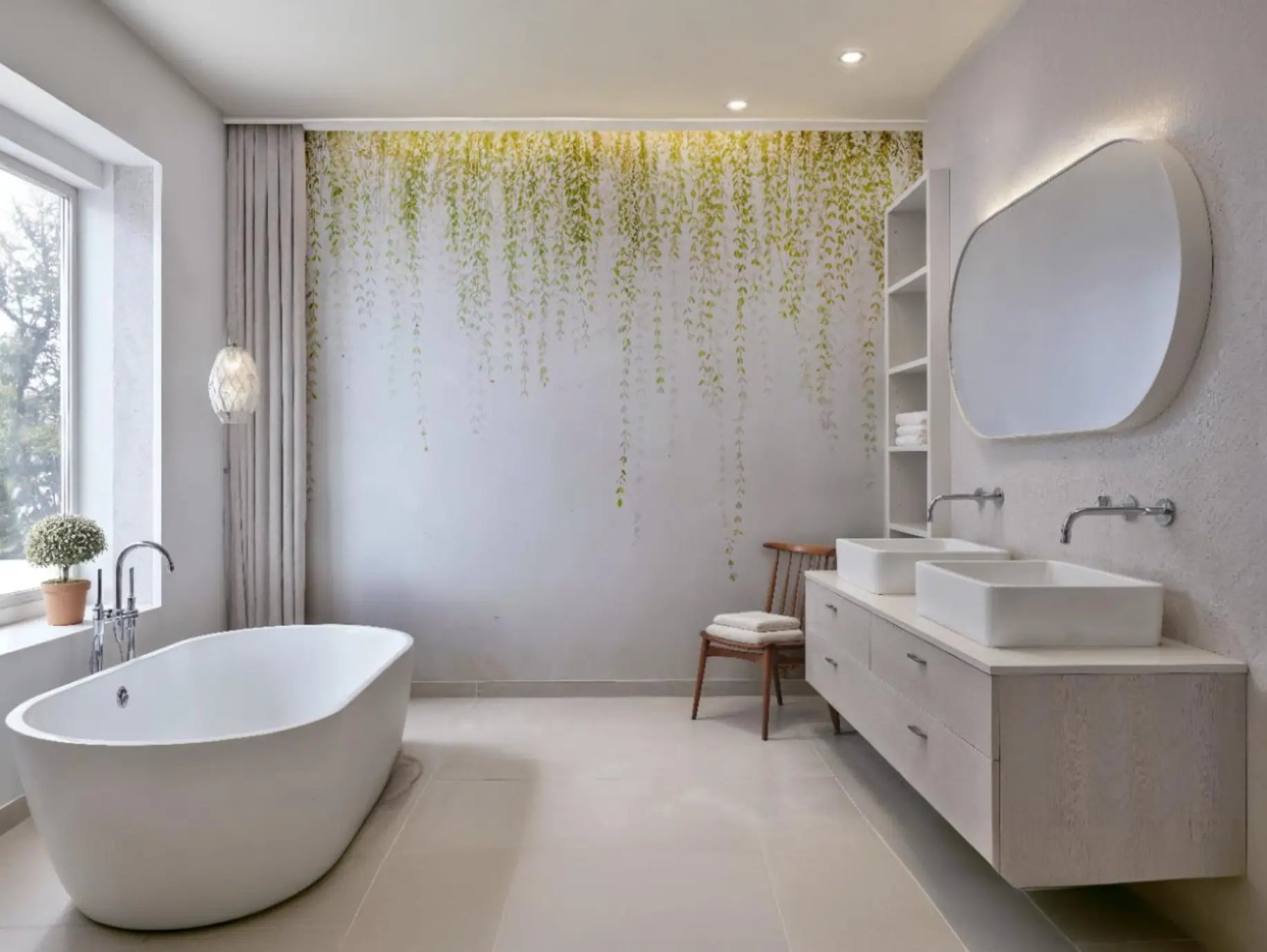 Papel de Parede Mural Cascata de Folhas Delicadas ADcorista
