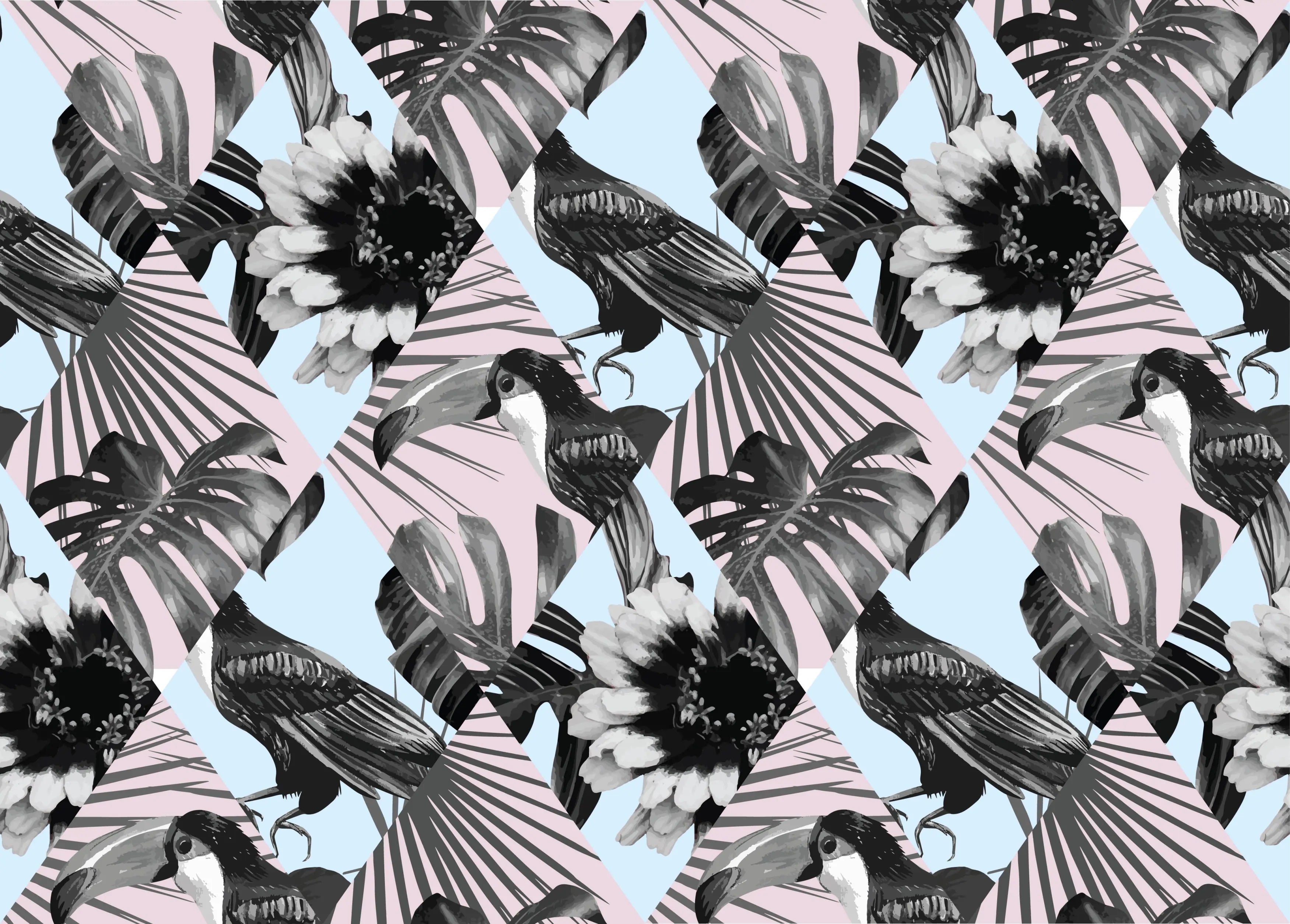 Papel de Parede Tropical Patchwork Moderno ADcorista