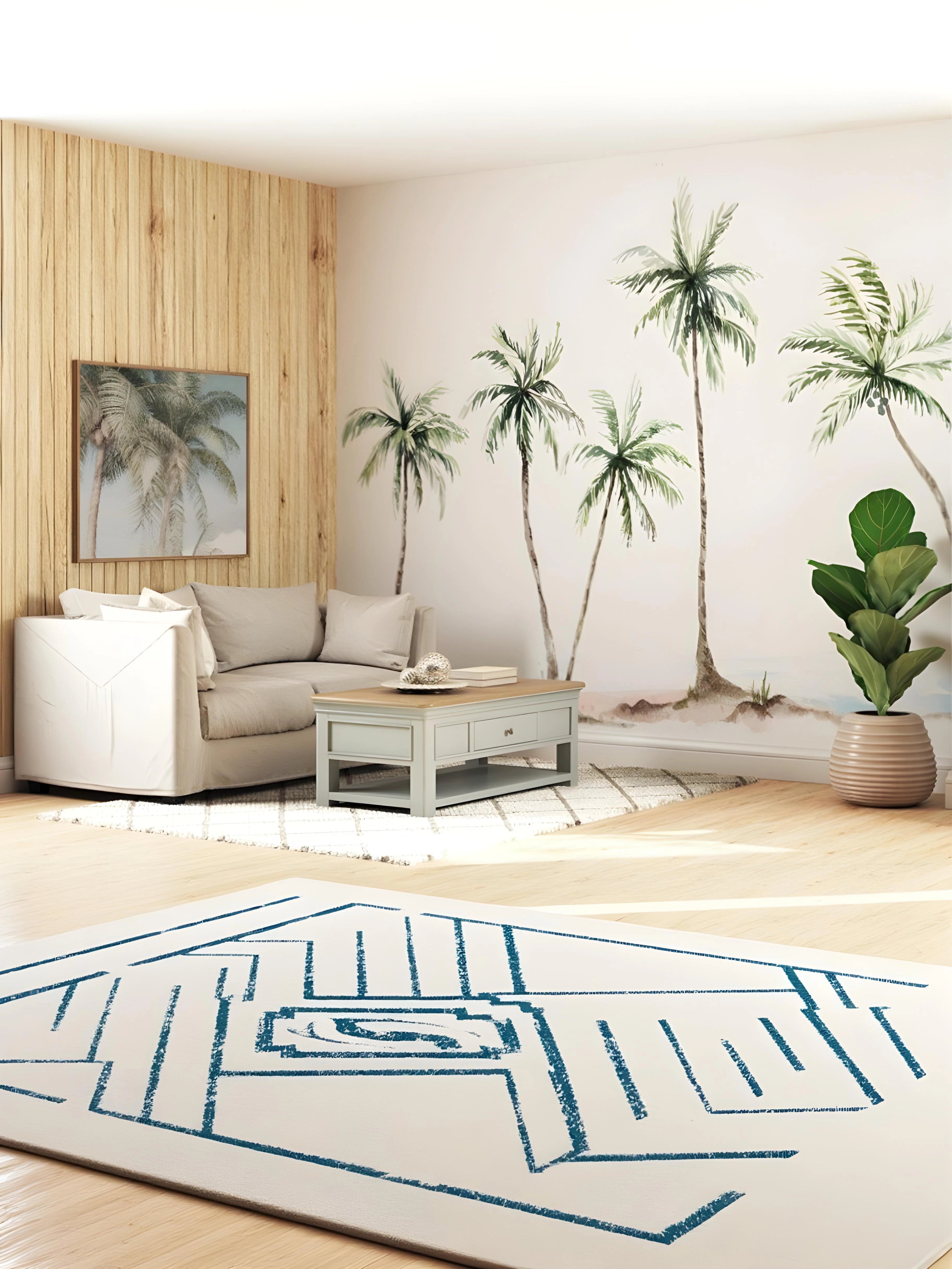 Papel de Parede Coqueiros Tropical Estilo Minimalista Natural